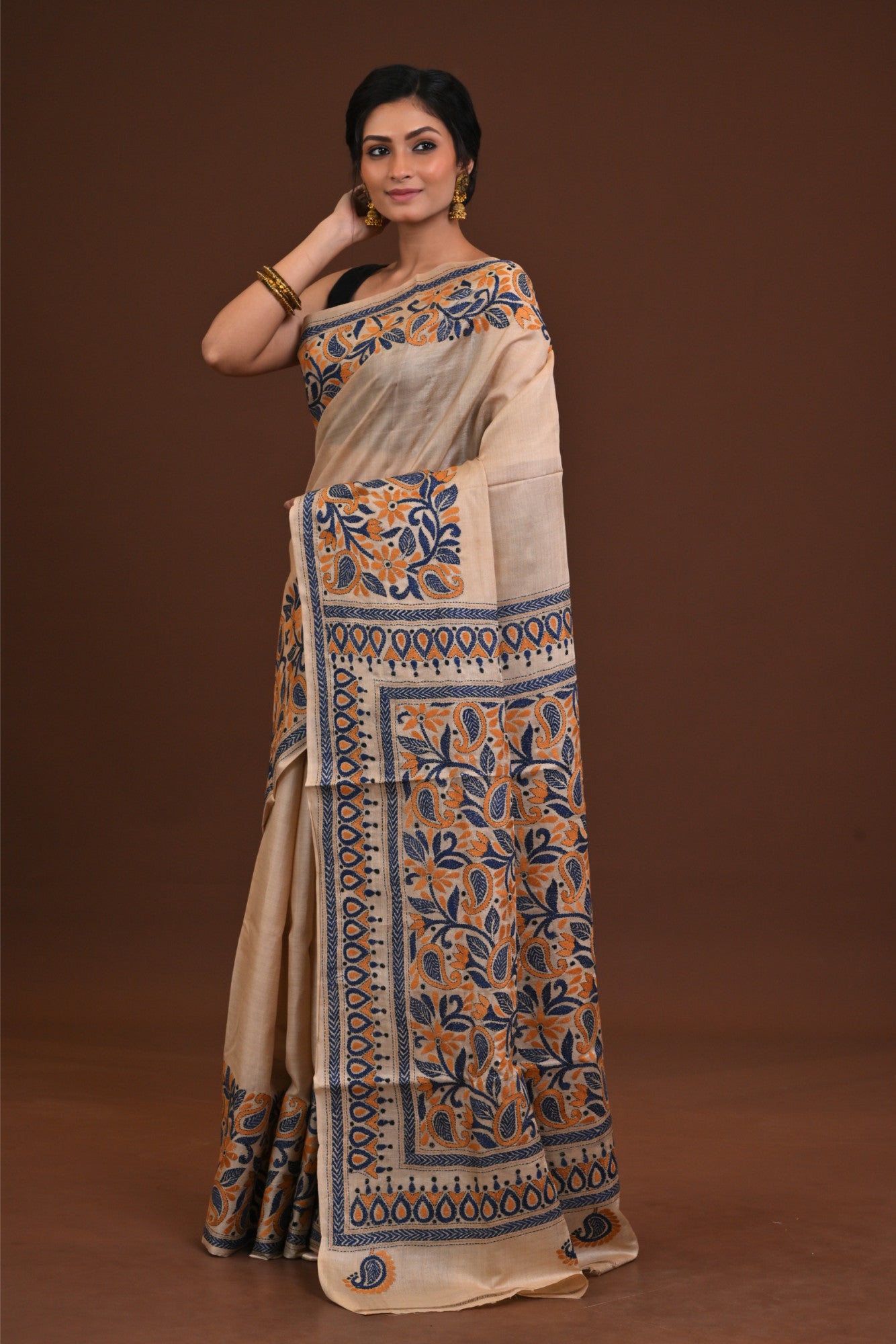 Pure Silk Kantha Saree Thumbnail