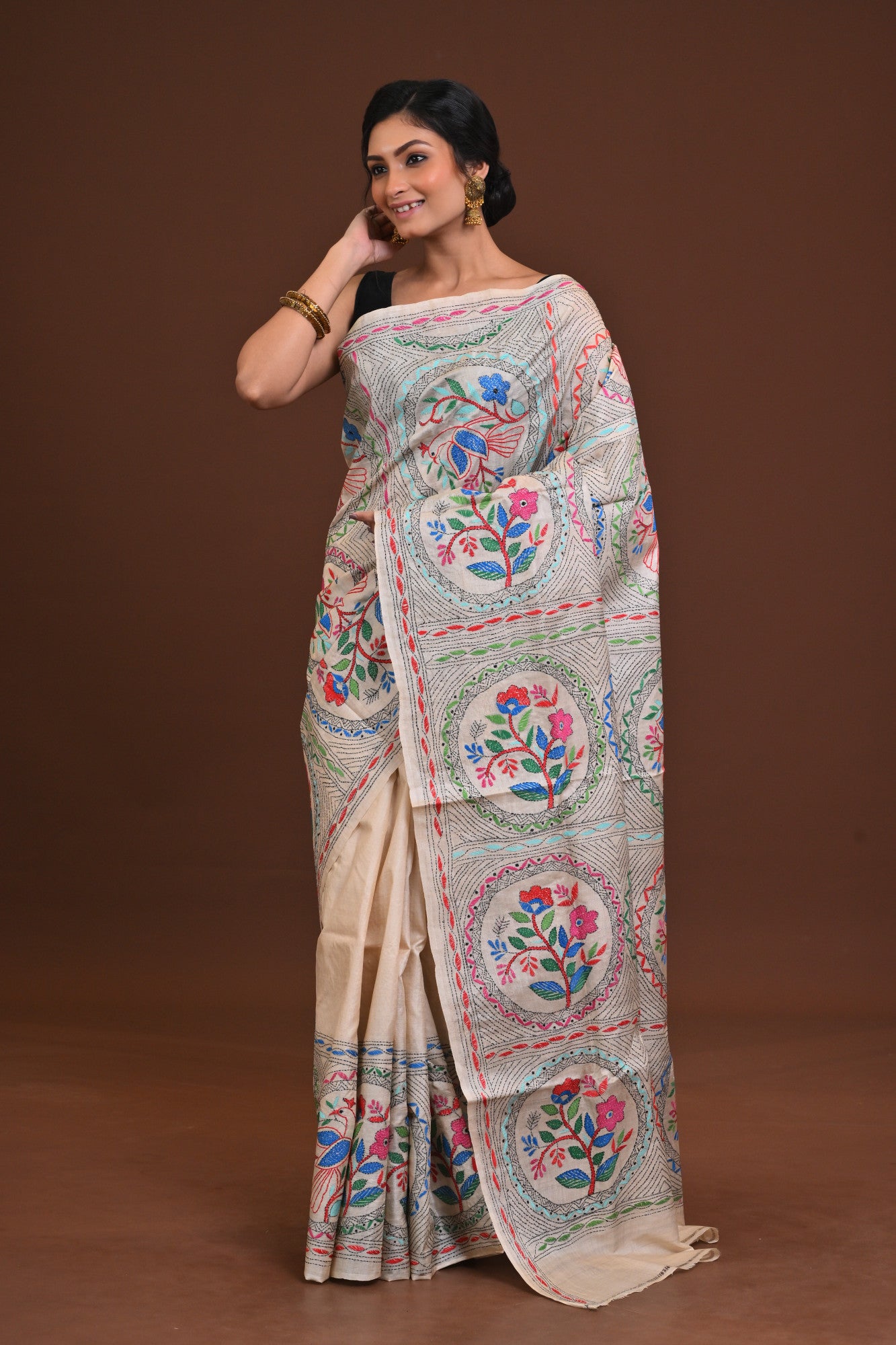 Pure Silk Kantha Saree Thumbnail
