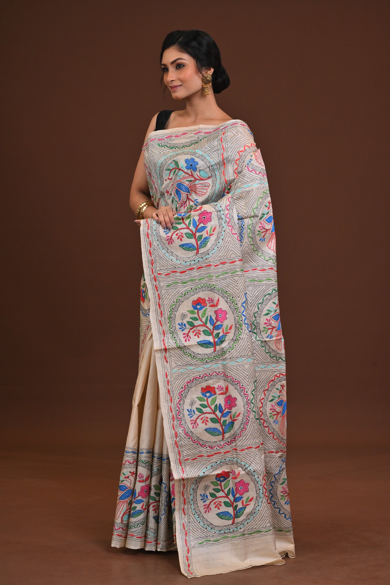 Pure Silk Kantha Saree Thumbnail