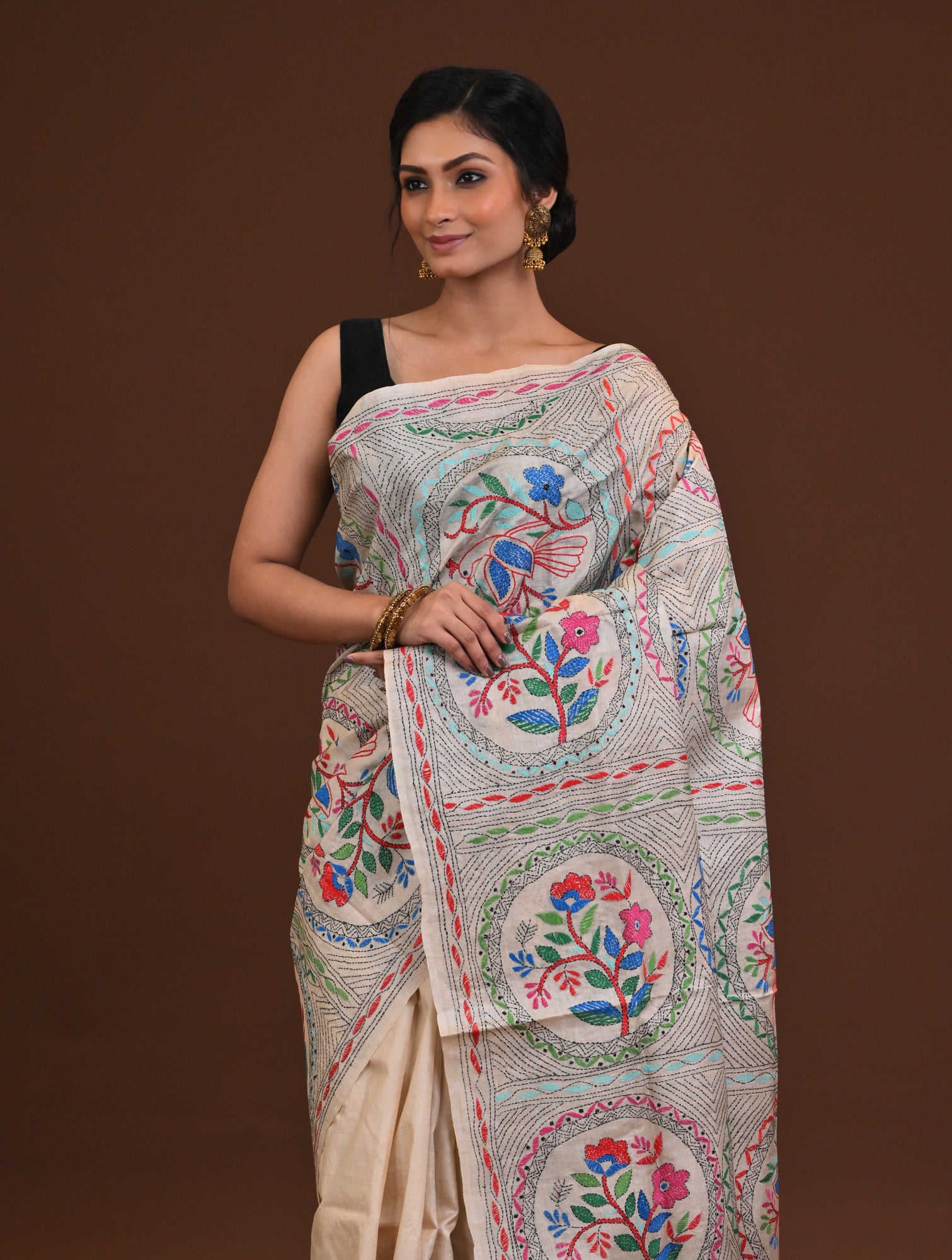 Pure Silk Kantha Saree Thumbnail