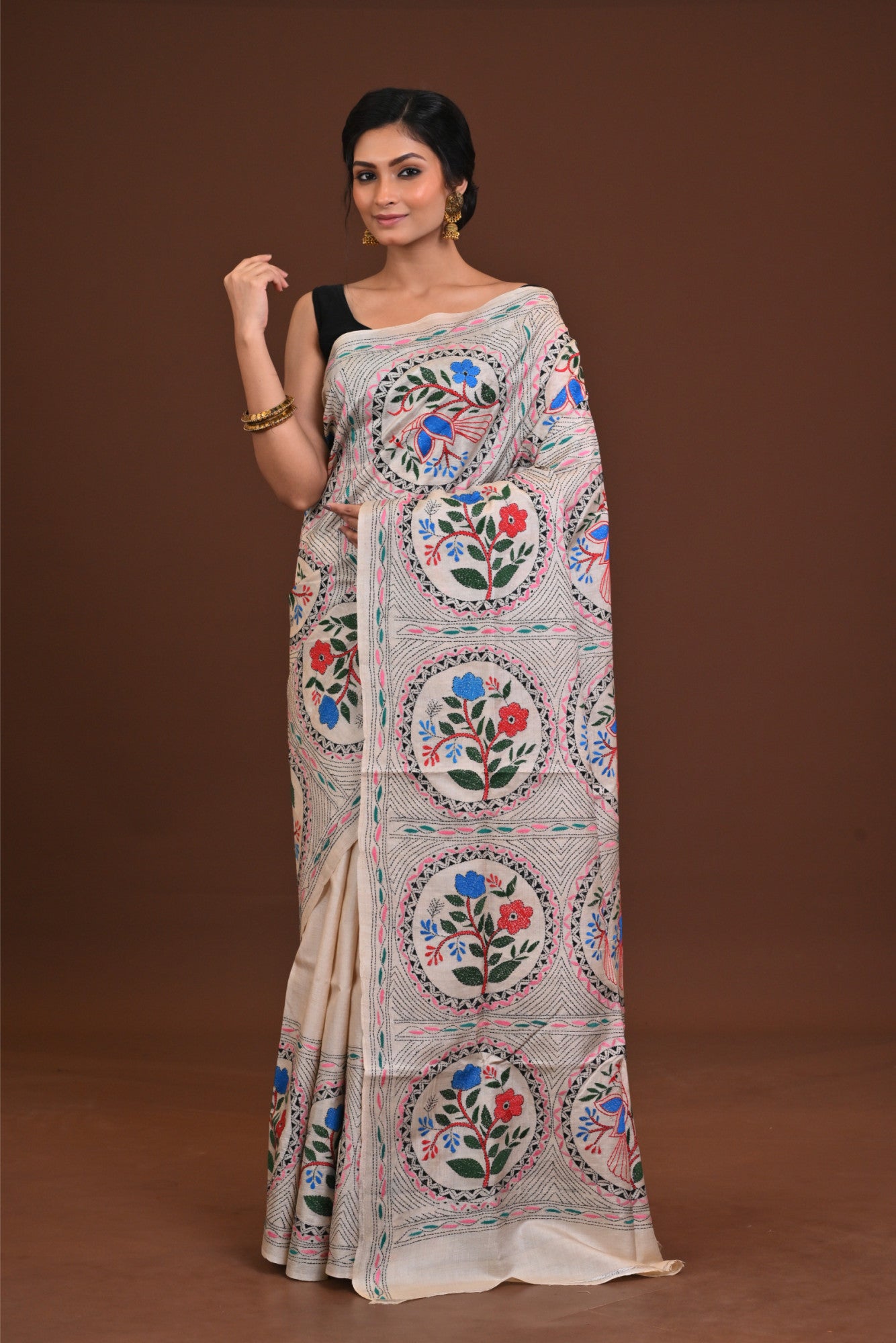 Pure Silk Kantha Saree Thumbnail