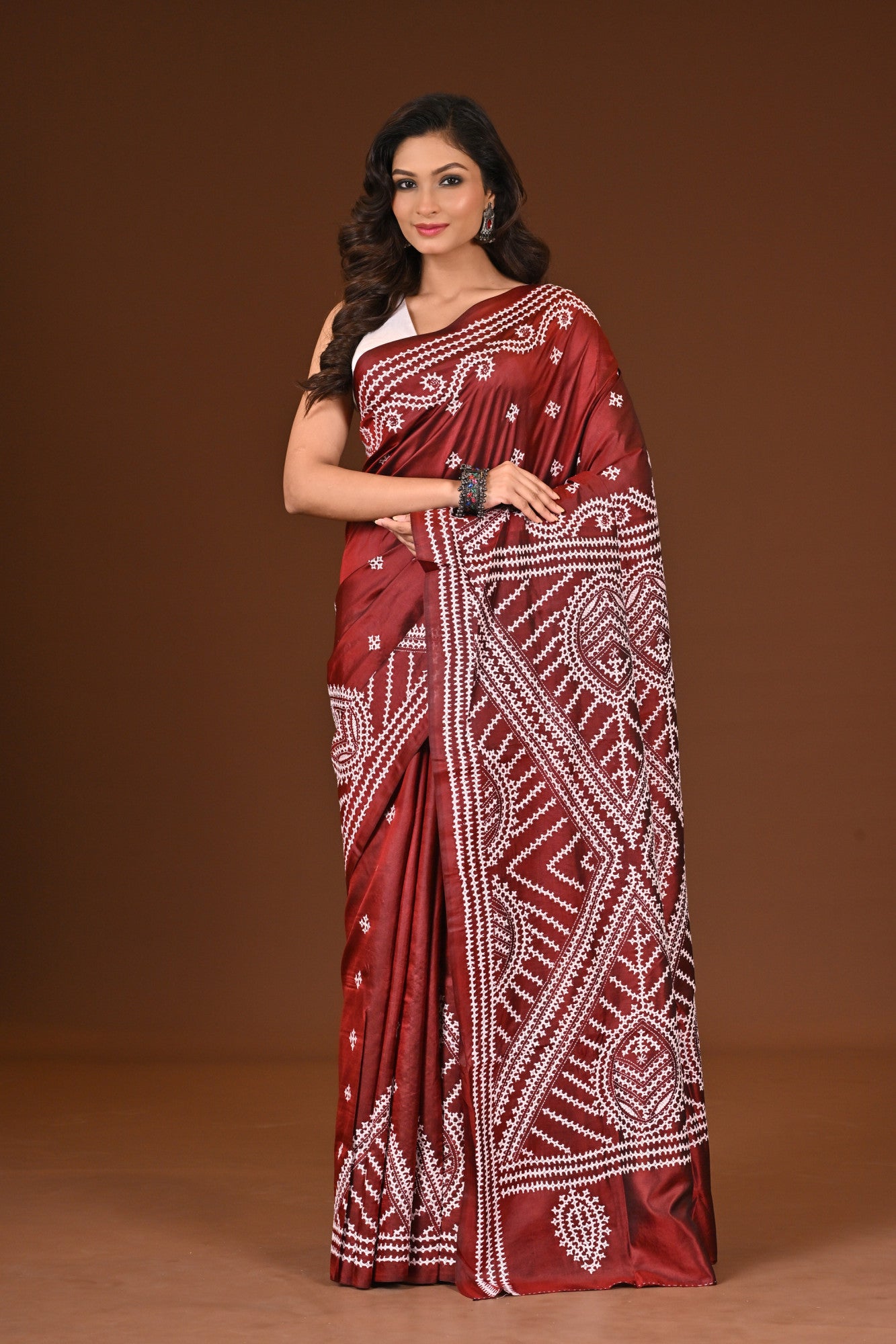 PURE SILK KANTHA SAREE Thumbnail