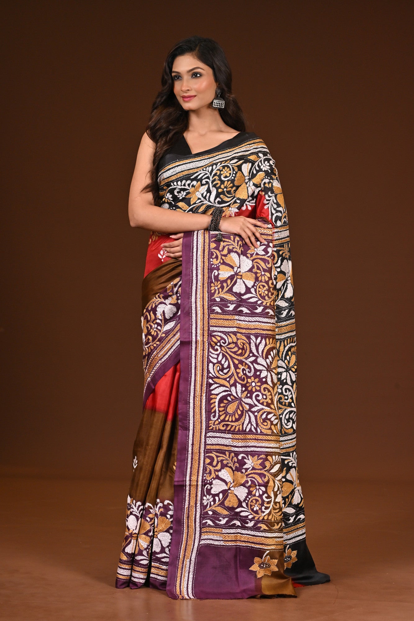 PURE SILK KANTHA SAREE Thumbnail