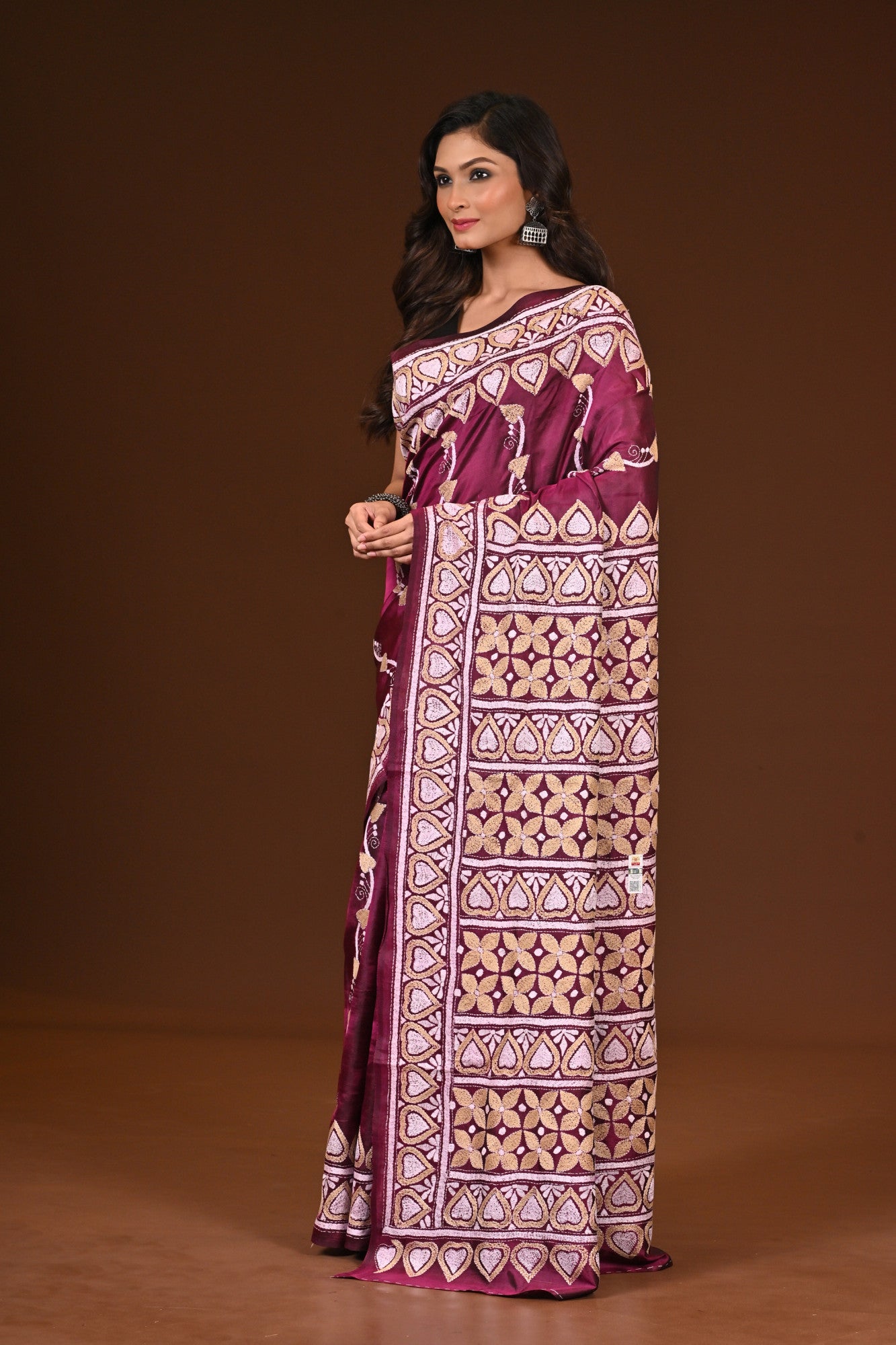 PURE SILK KANTHA SAREE Thumbnail
