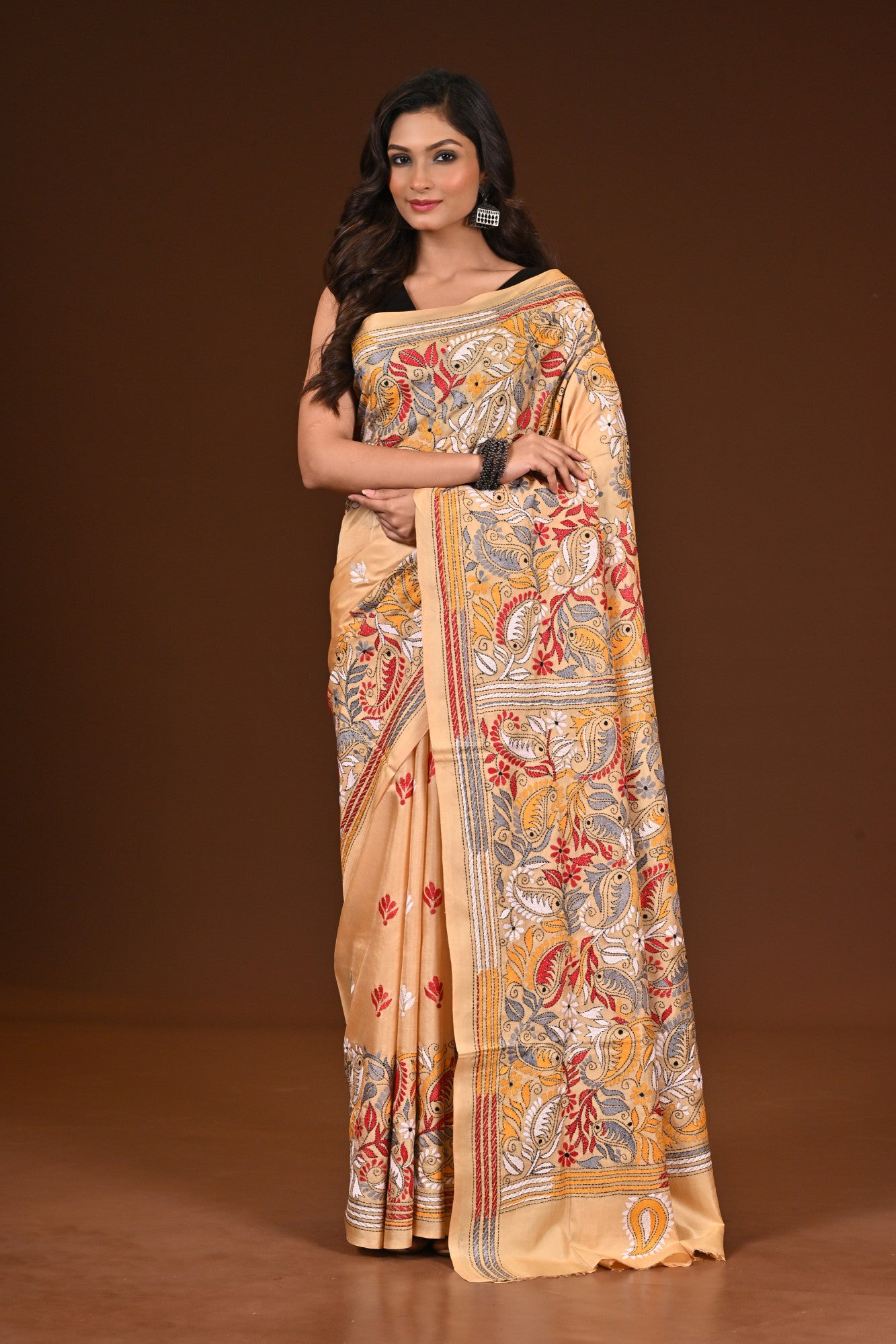 PURE SILK KANTHA SAREE Thumbnail