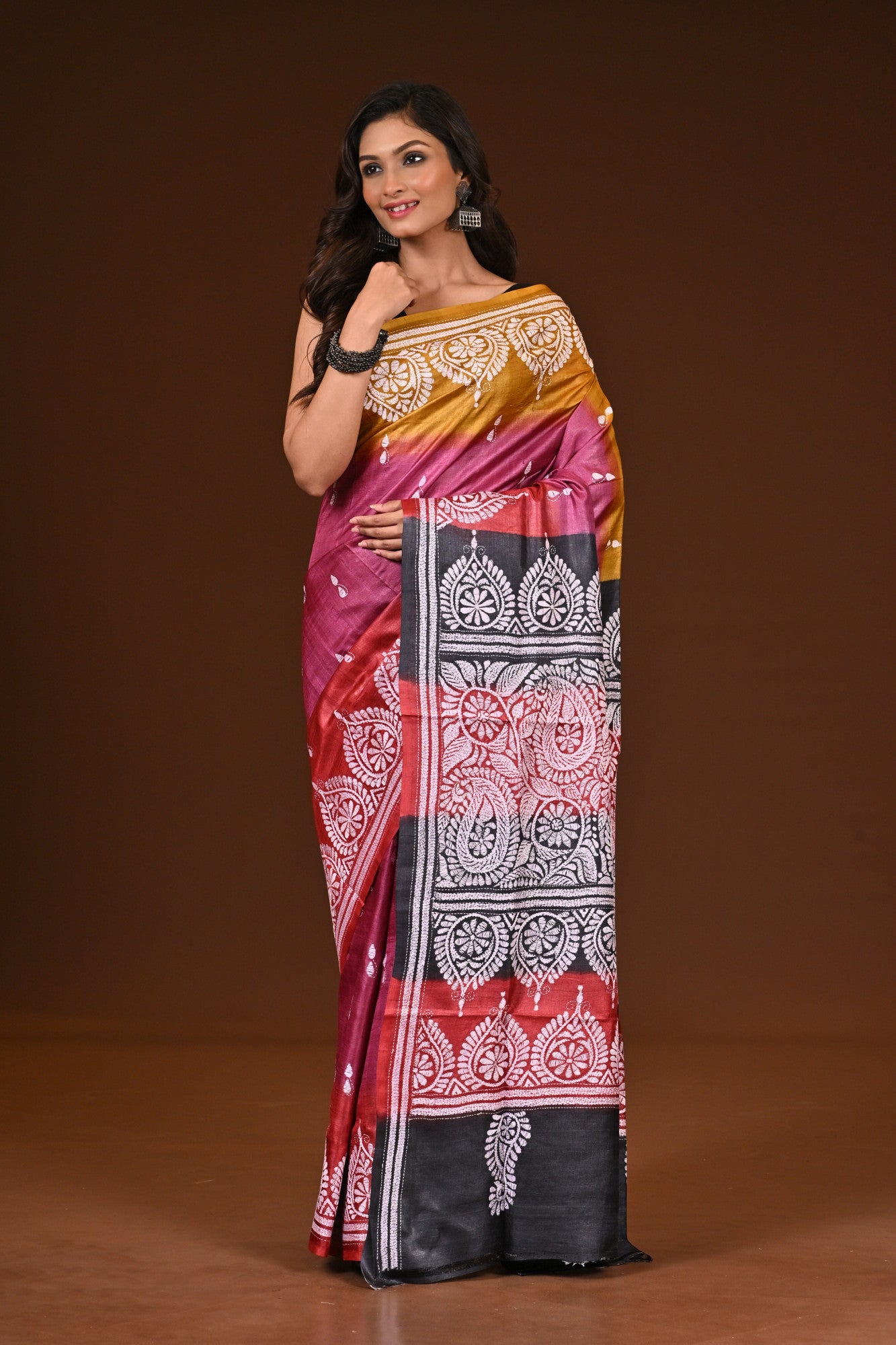 PURE SILK KANTHA SAREE Thumbnail