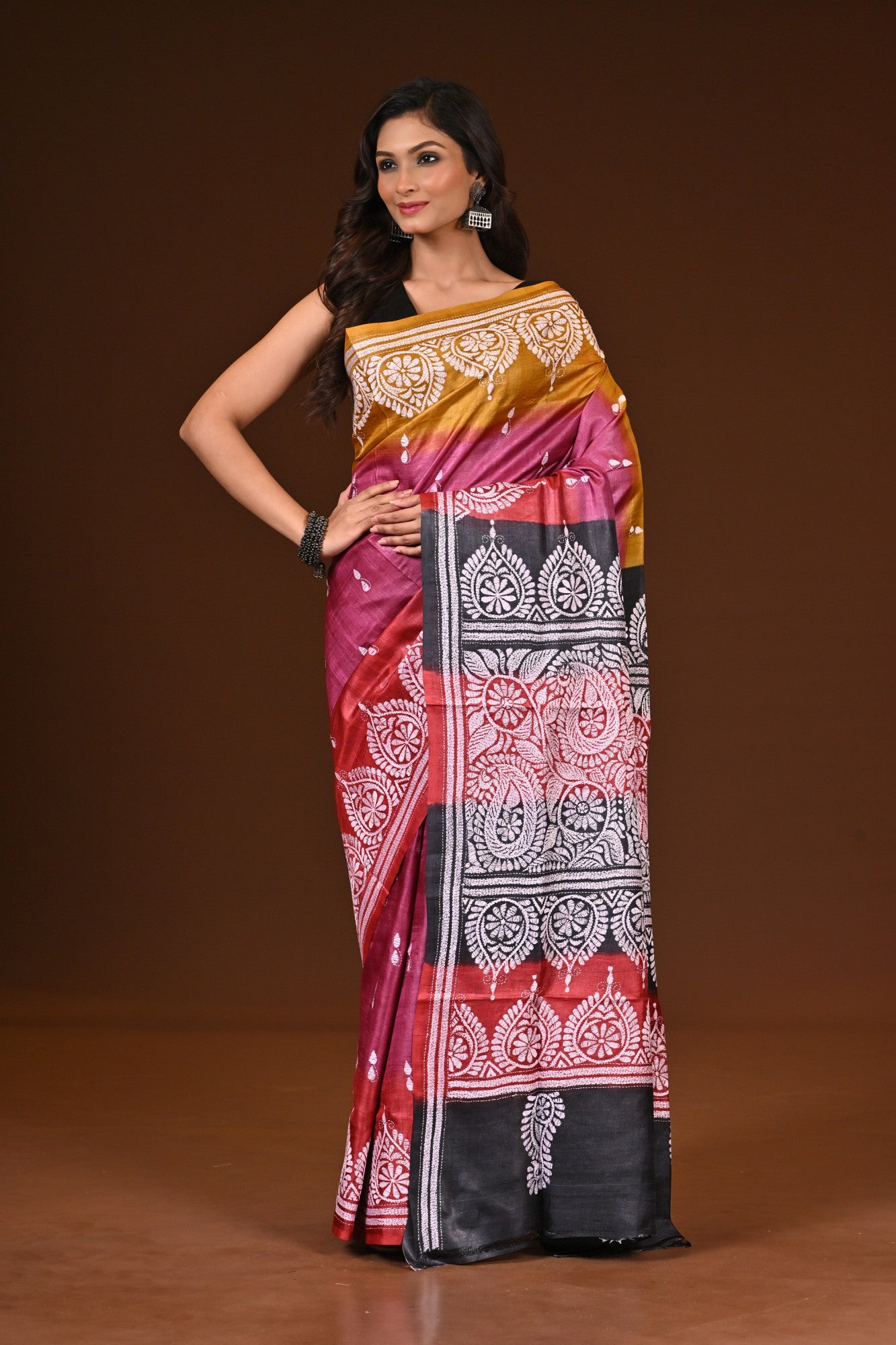 PURE SILK KANTHA SAREE Thumbnail