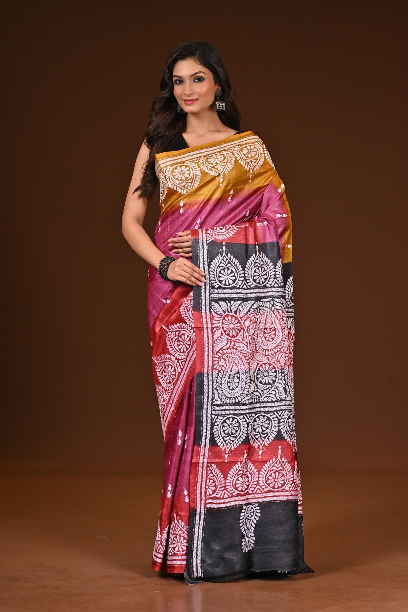 PURE SILK KANTHA SAREE Thumbnail