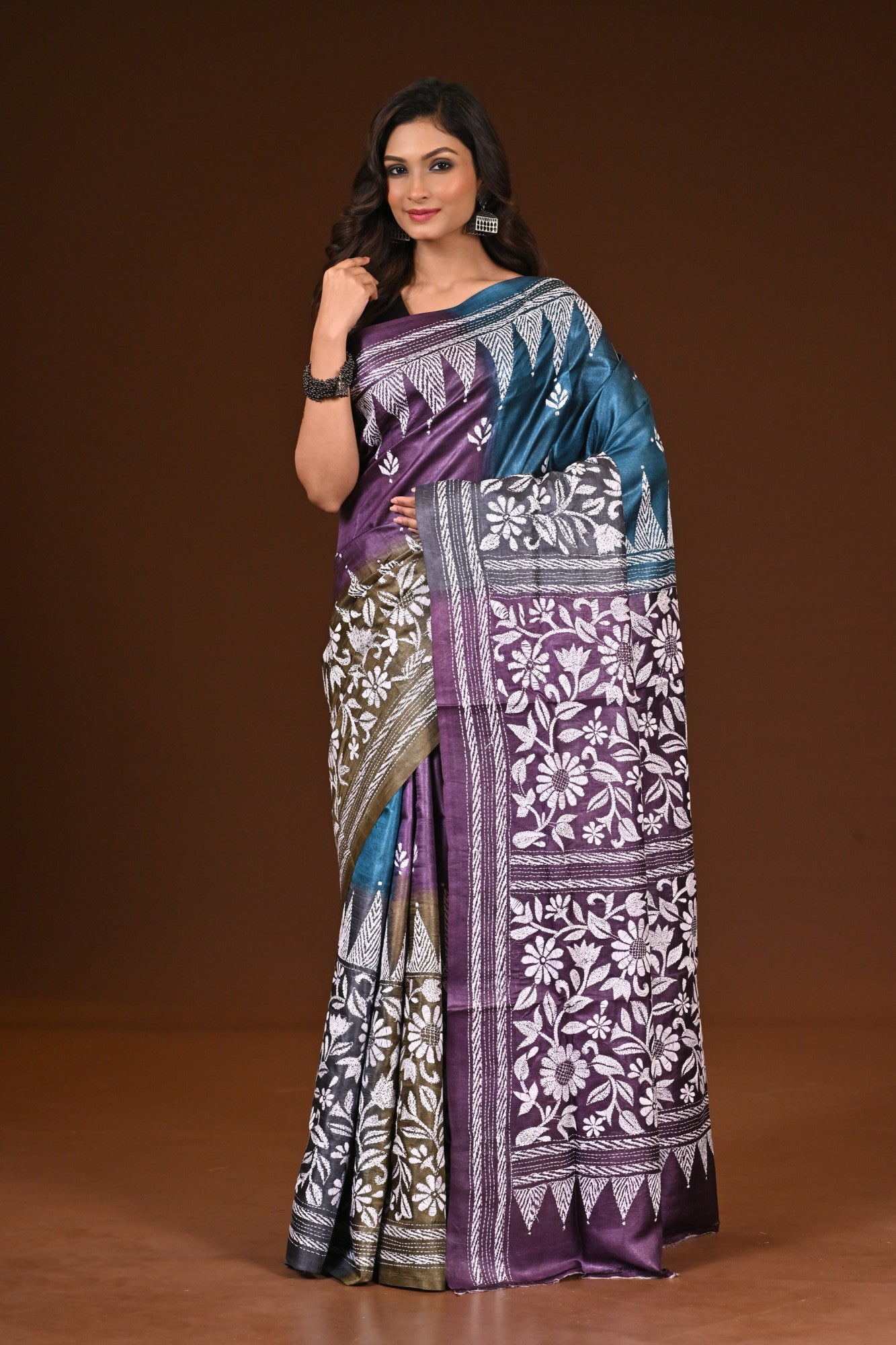 PURE SILK KANTHA SAREE