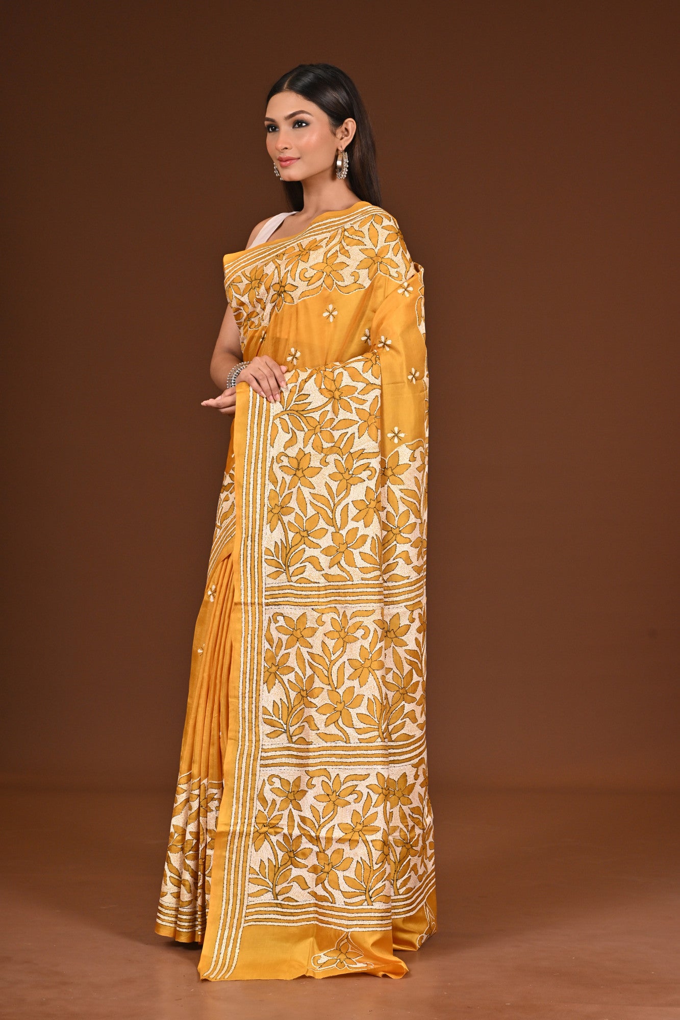 PURE  SILK KANTHA SAREE Thumbnail