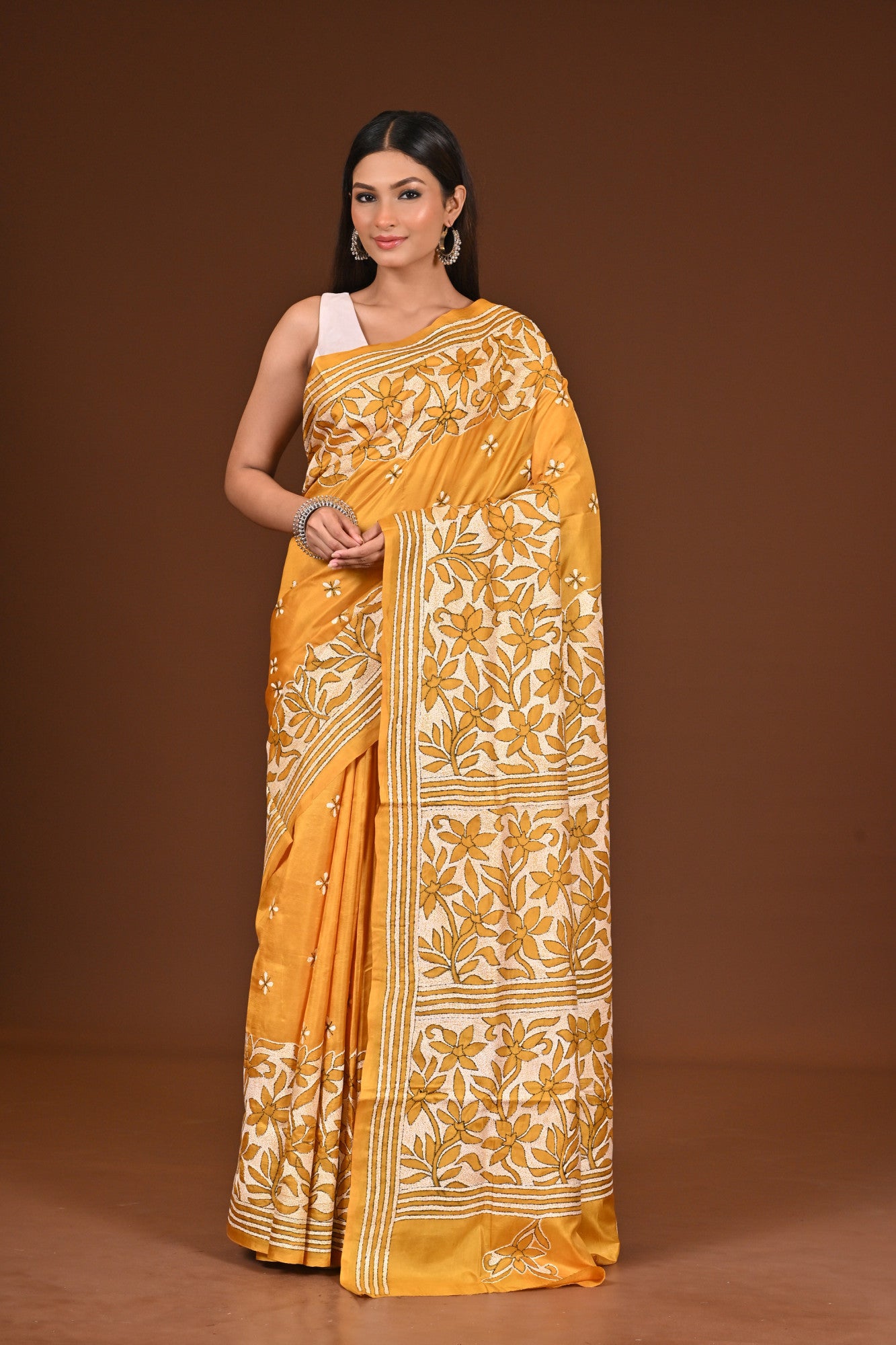 PURE  SILK KANTHA SAREE Thumbnail