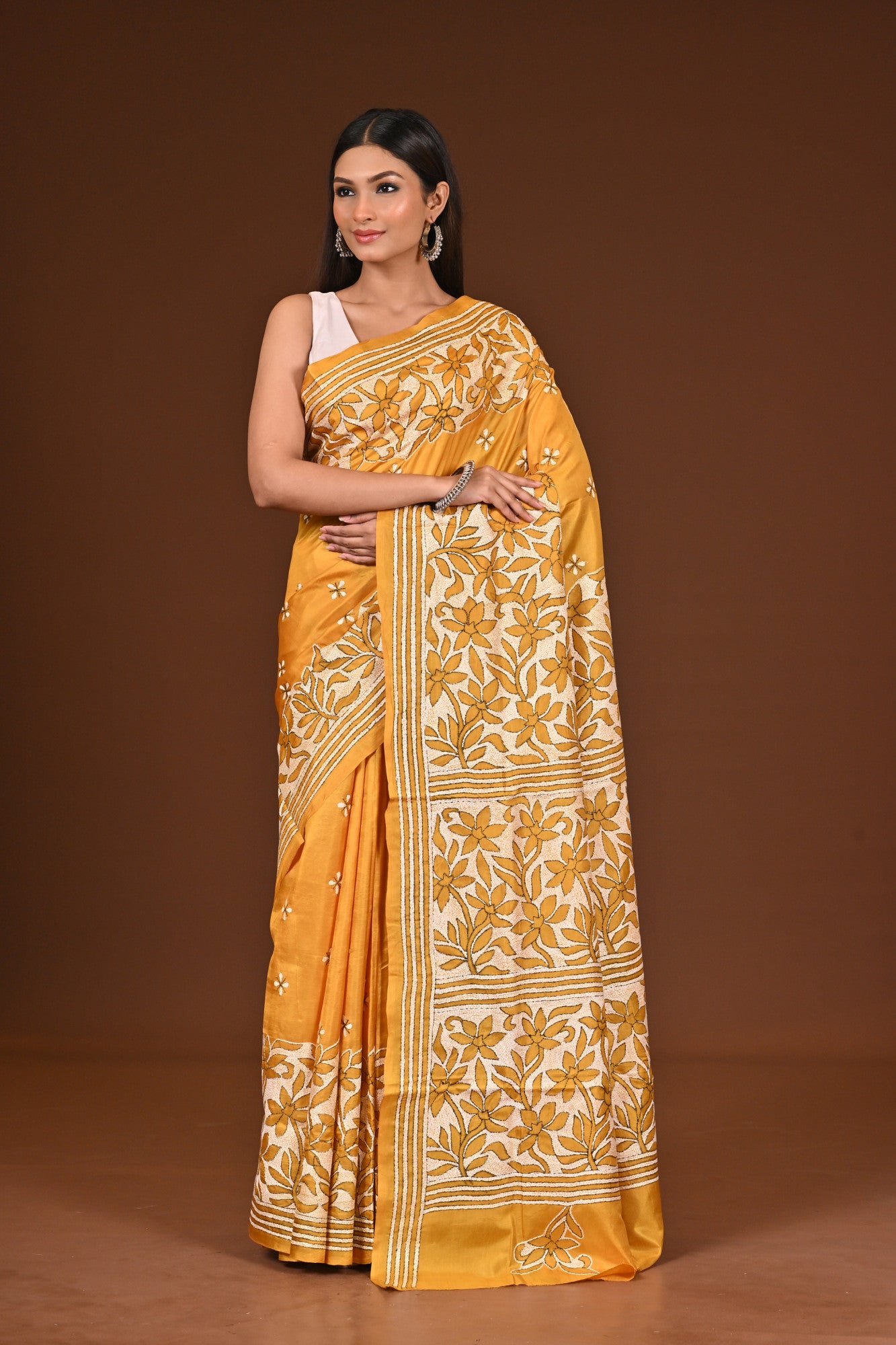 PURE  SILK KANTHA SAREE Thumbnail