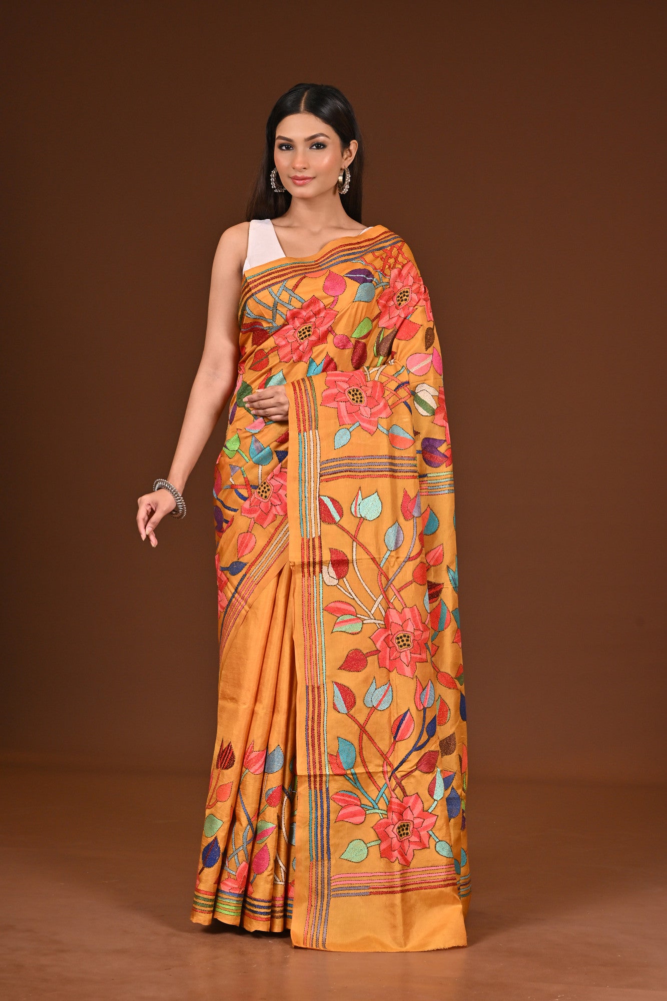PURE  SILK KANTHA SAREE Thumbnail