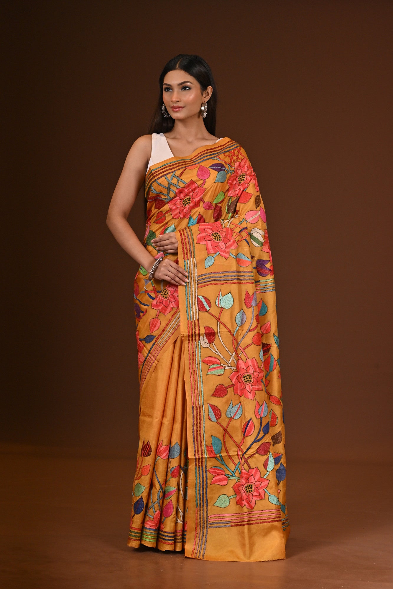 PURE  SILK KANTHA SAREE Thumbnail