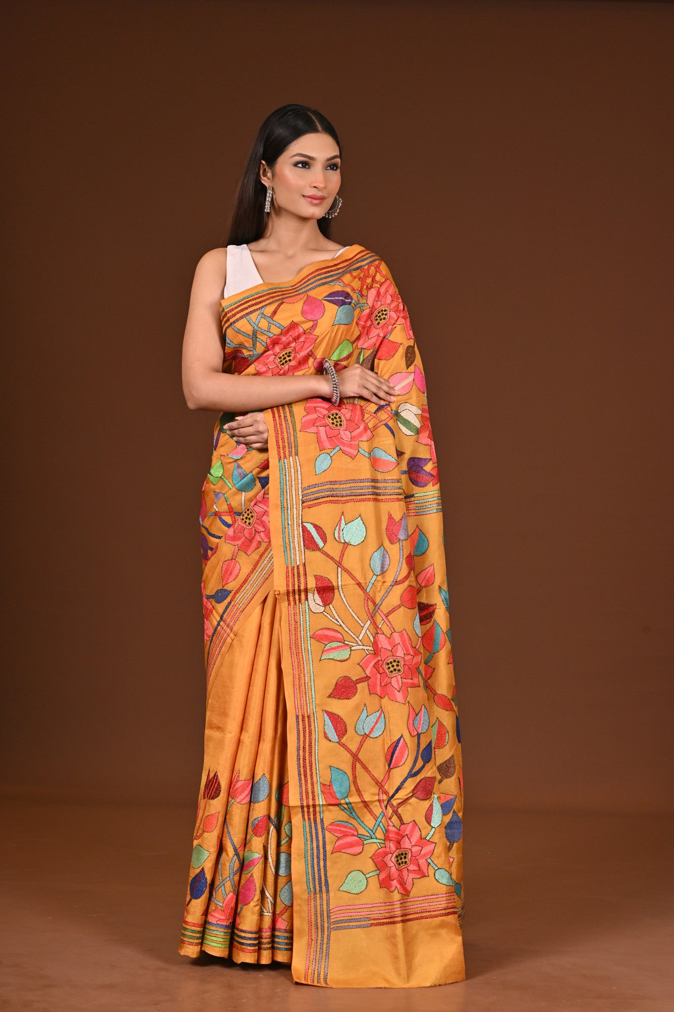 PURE  SILK KANTHA SAREE Thumbnail