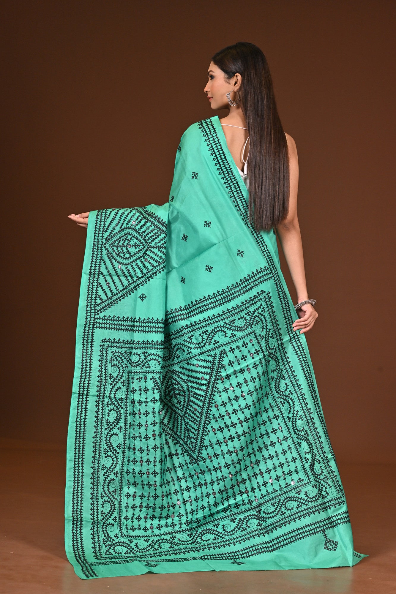 PURE  SILK KANTHA SAREE Thumbnail