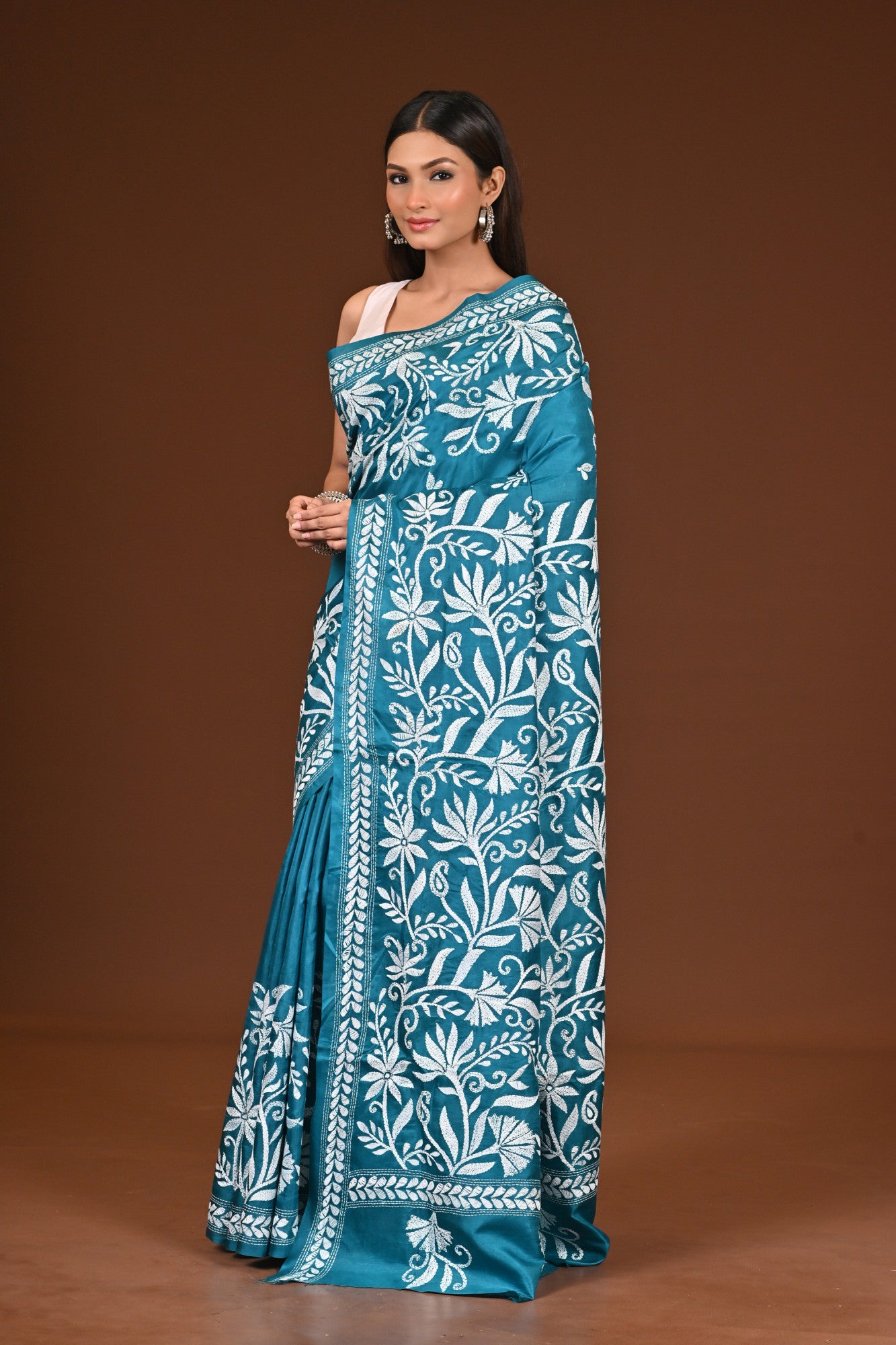 PURE  SILK KANTHA SAREE Thumbnail