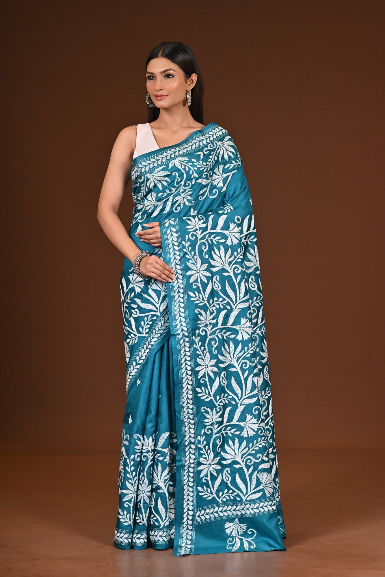 PURE  SILK KANTHA SAREE Thumbnail