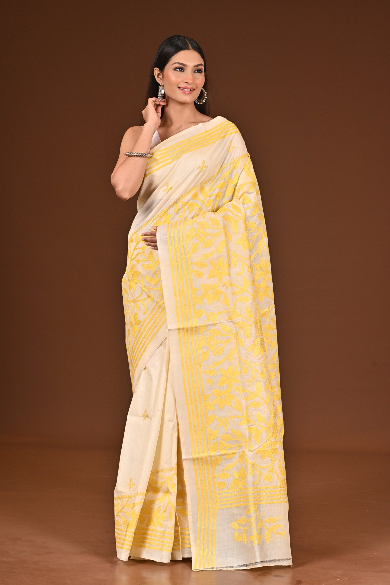PURE  SILK KANTHA SAREE Thumbnail