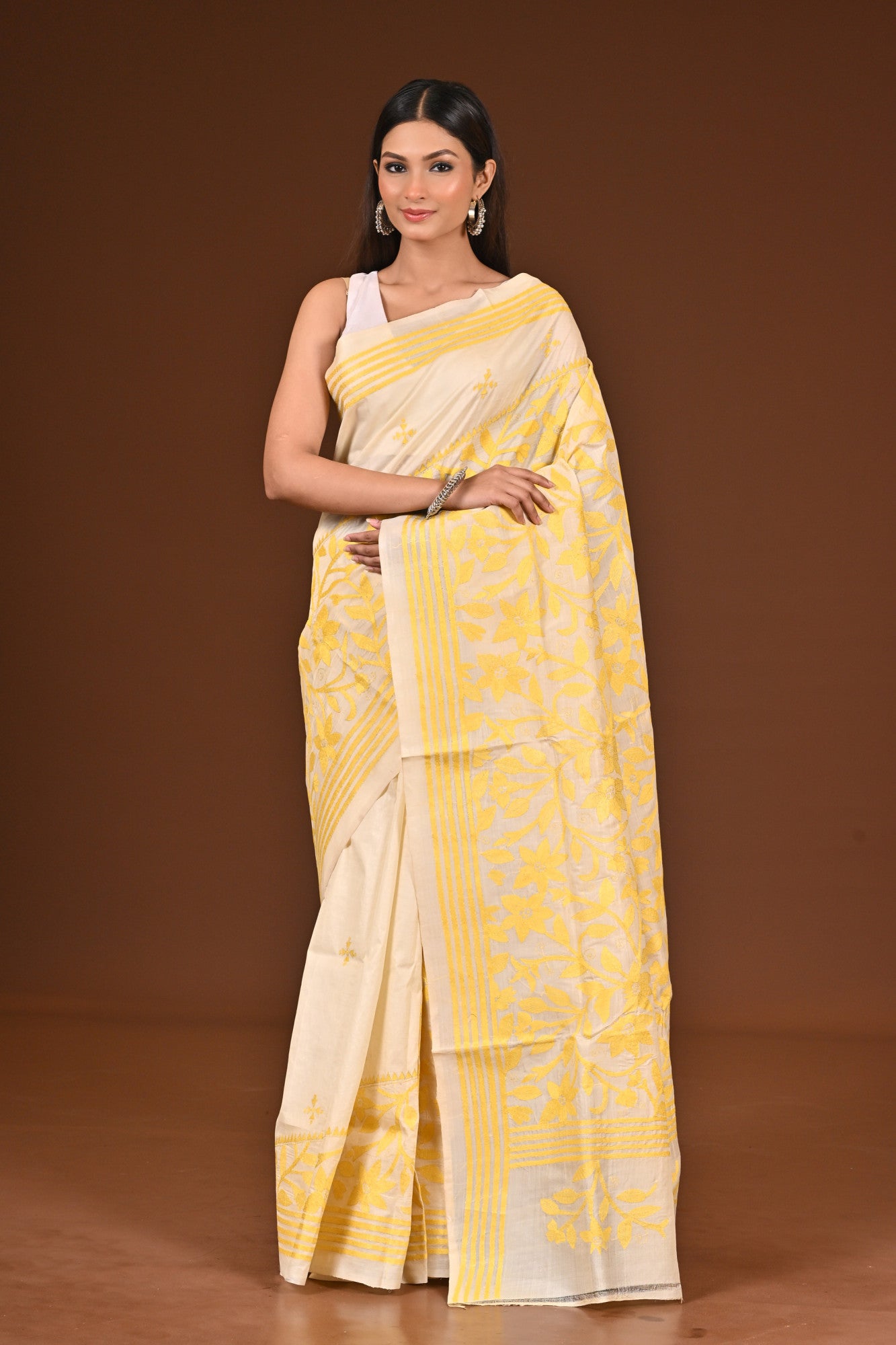 PURE  SILK KANTHA SAREE Thumbnail