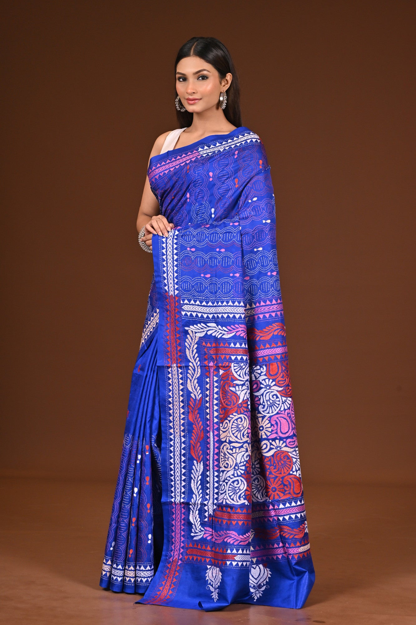 PURE  SILK KANTHA SAREE Thumbnail