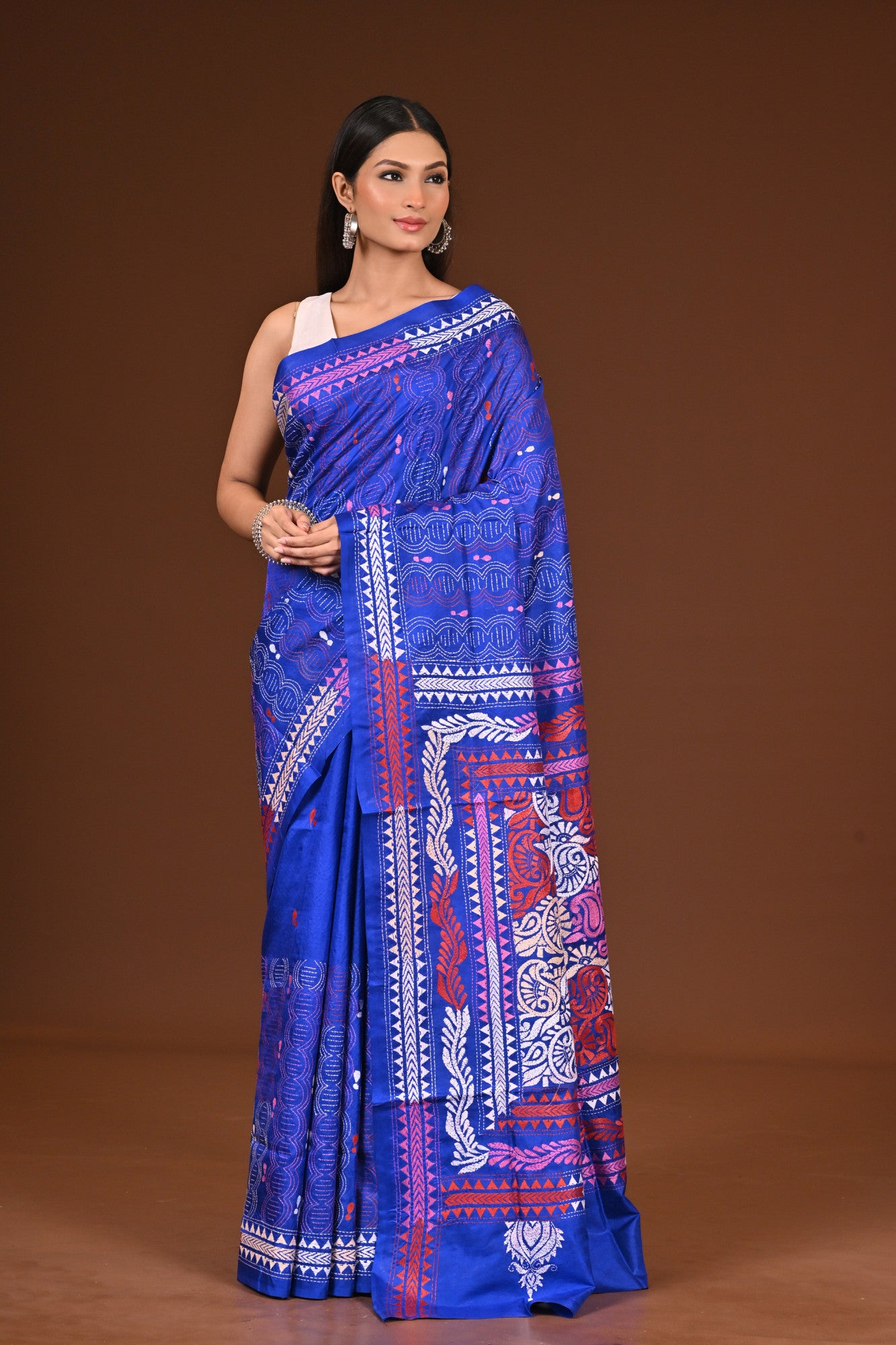 PURE  SILK KANTHA SAREE Thumbnail