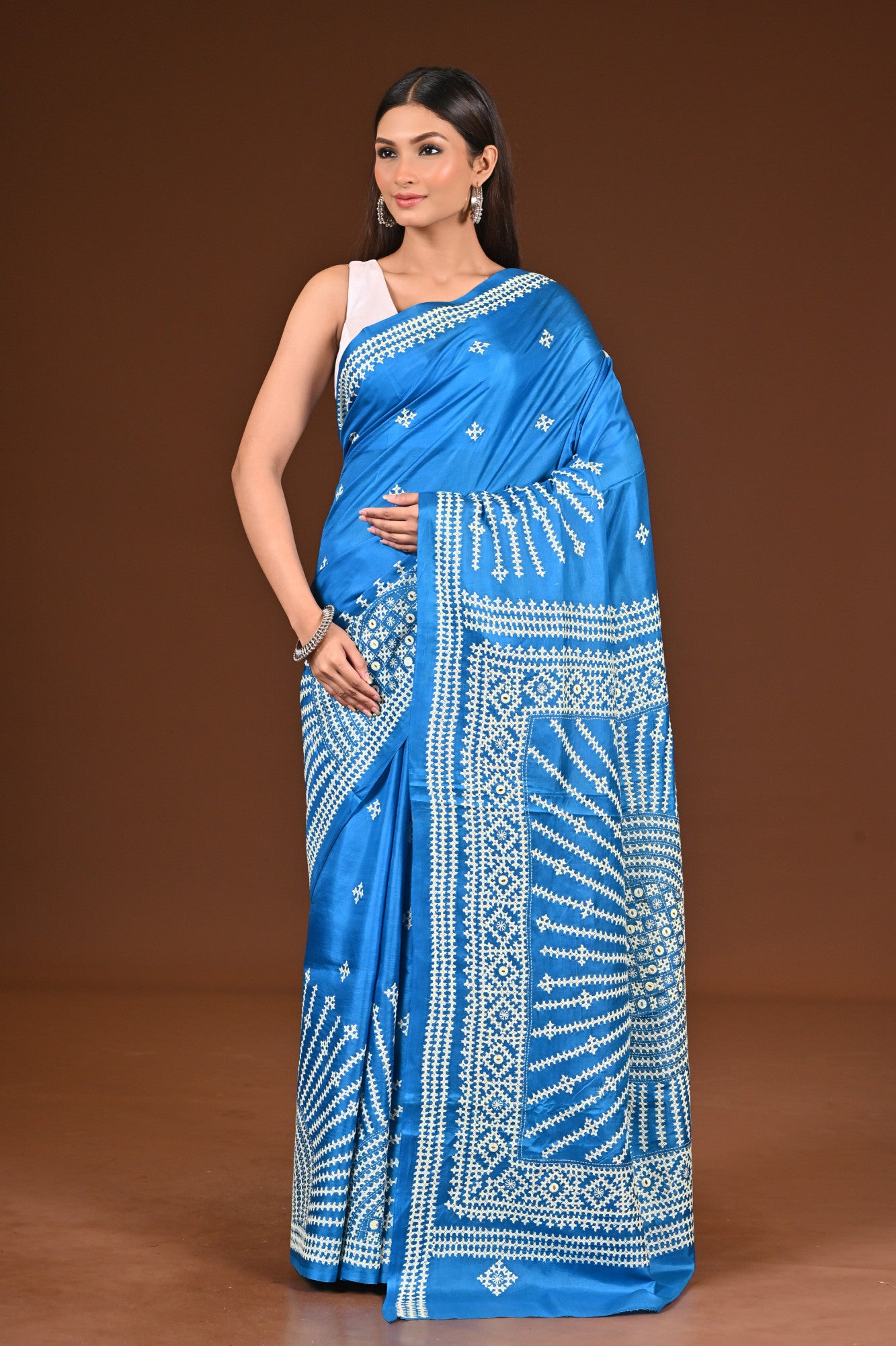 PURE  SILK KANTHA SAREE Thumbnail