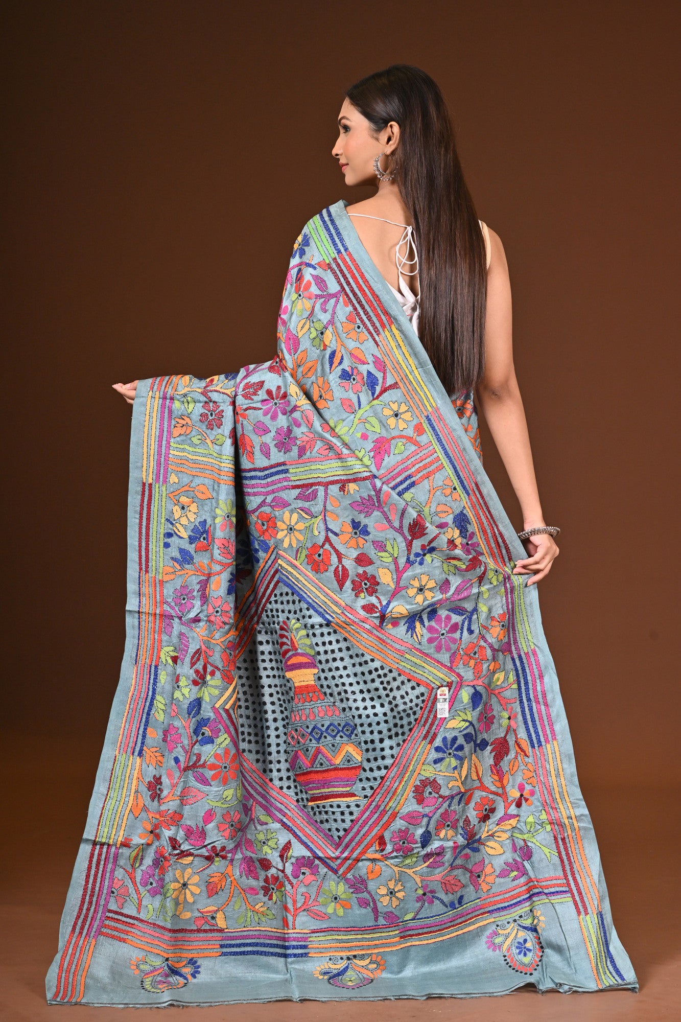 PURE  SILK KANTHA SAREE Thumbnail