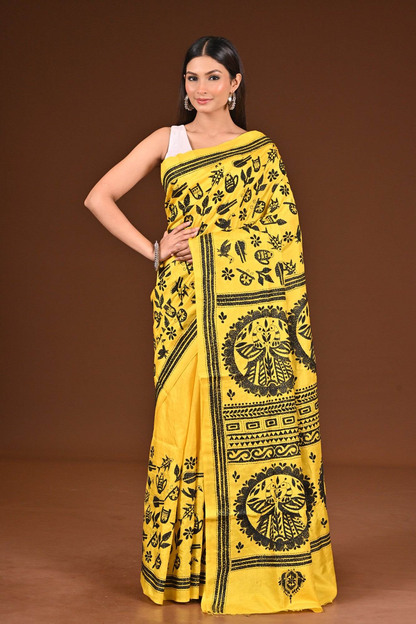 PURE  SILK KANTHA SAREE Thumbnail