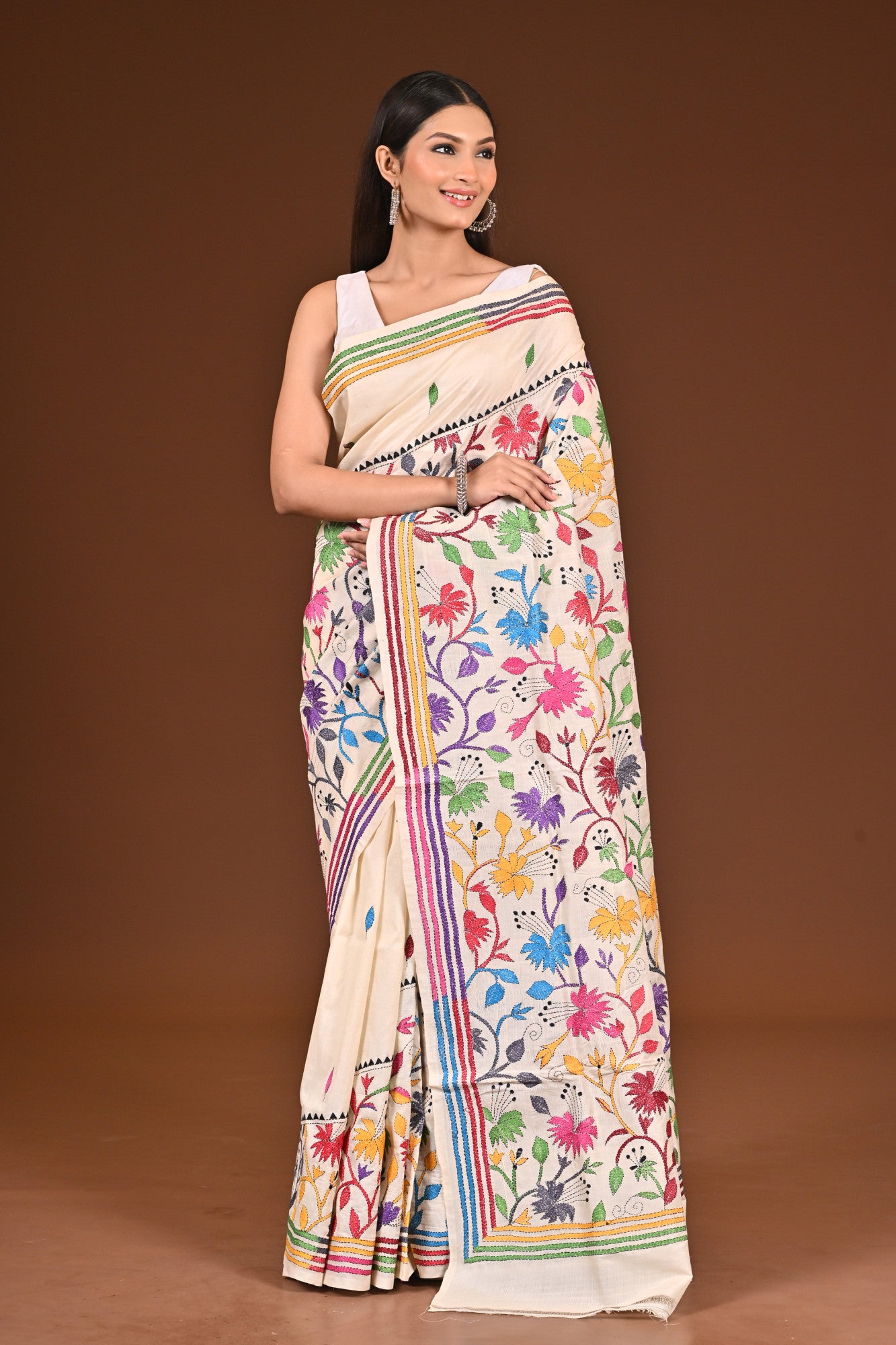 PURE  SILK KANTHA SAREE Thumbnail