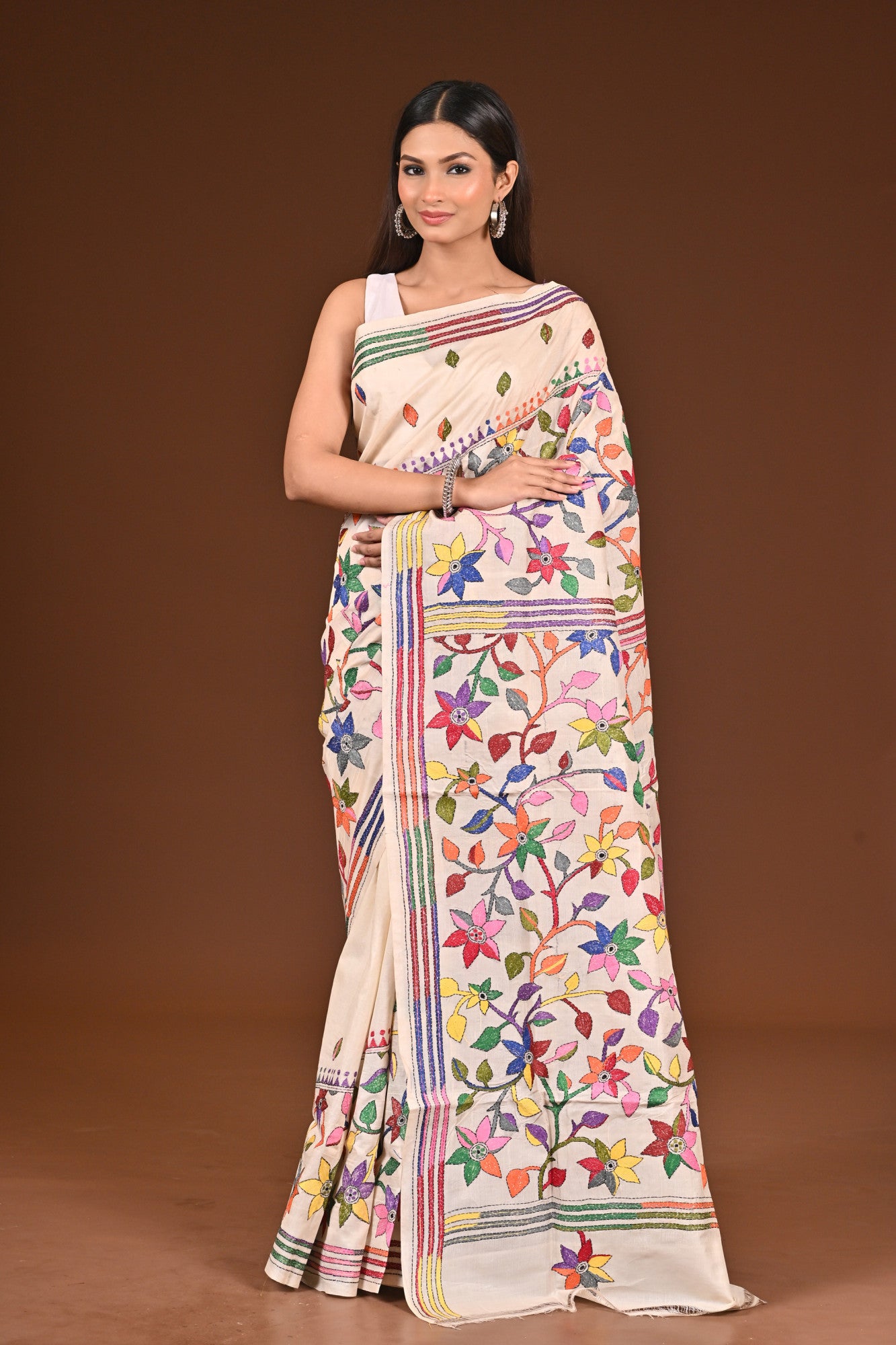 PURE  SILK KANTHA SAREE Thumbnail