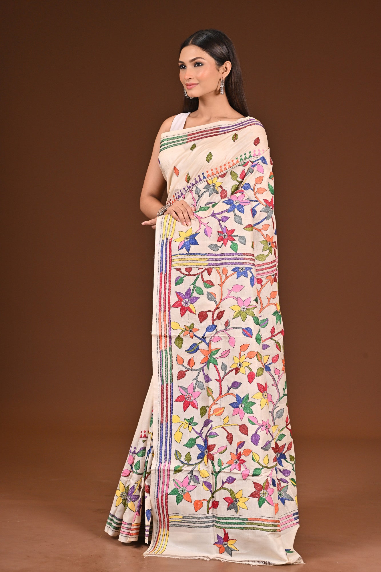 PURE  SILK KANTHA SAREE Thumbnail