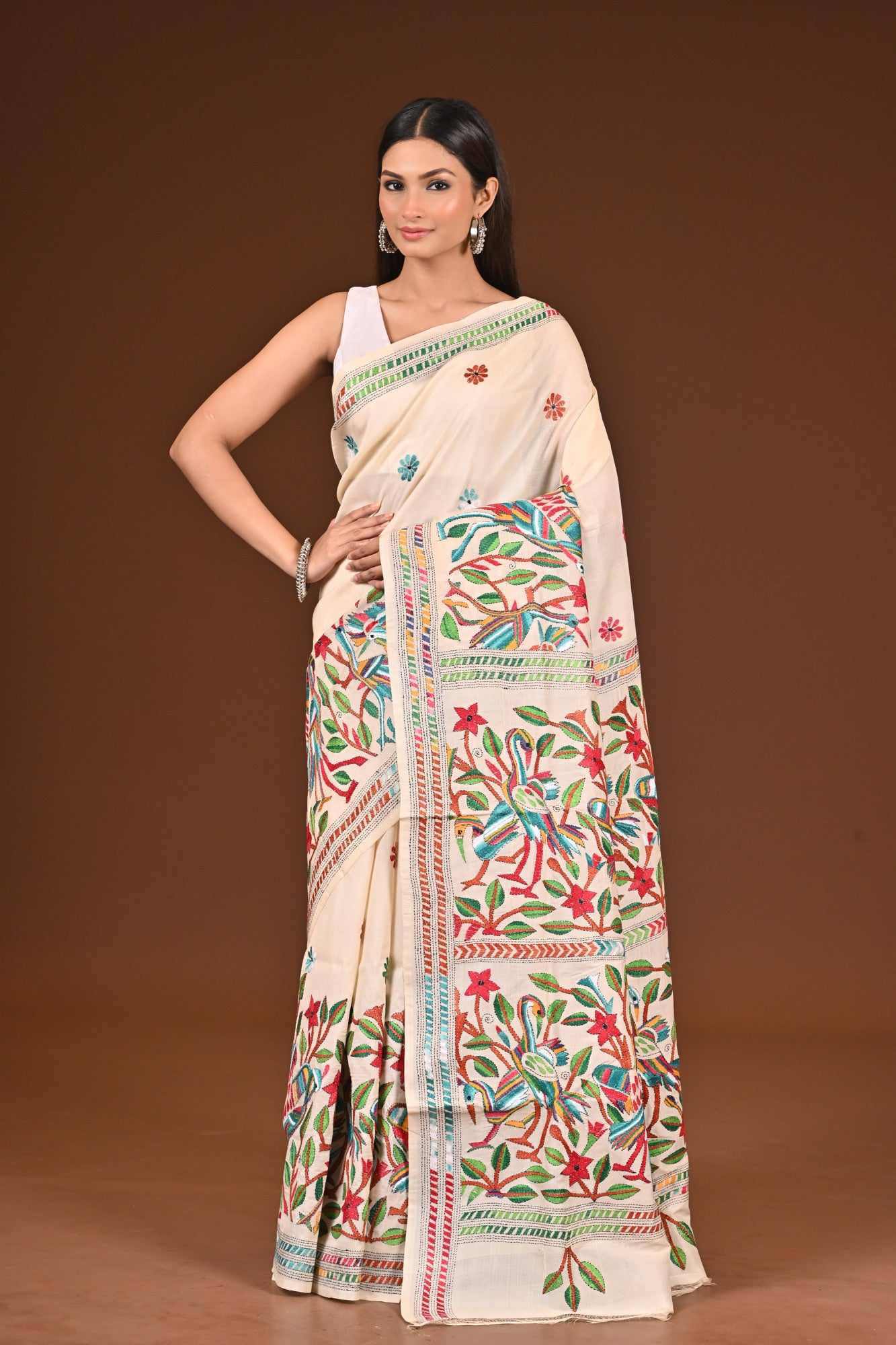 PURE  SILK KANTHA SAREE