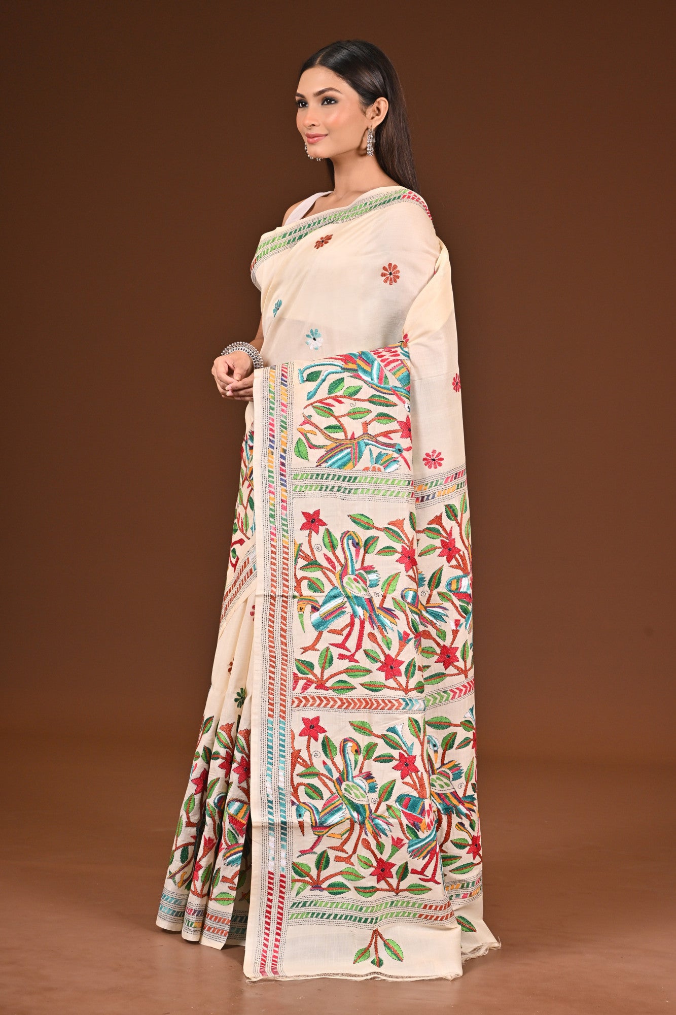 PURE  SILK KANTHA SAREE Thumbnail