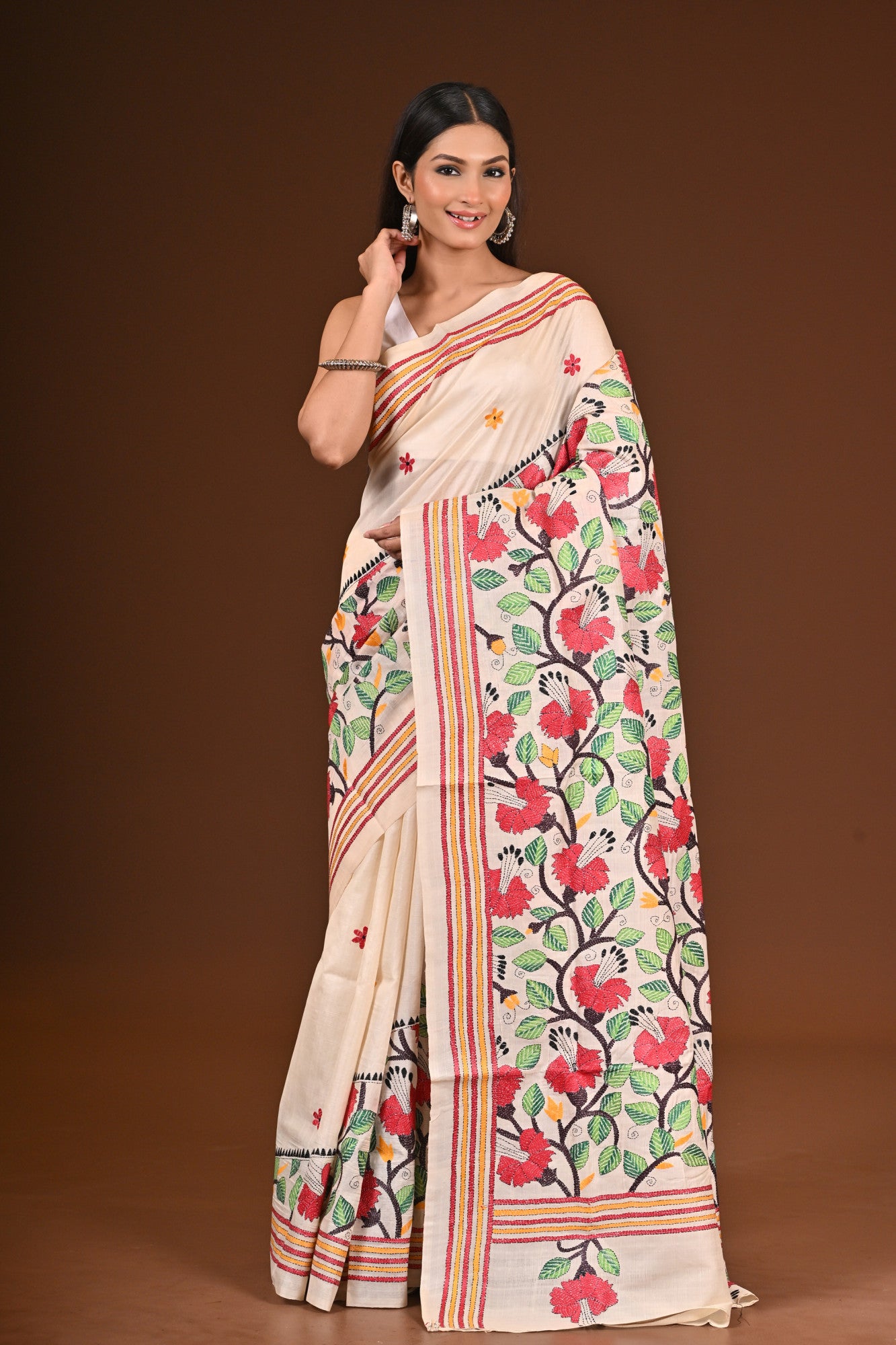 PURE  SILK KANTHA SAREE Thumbnail