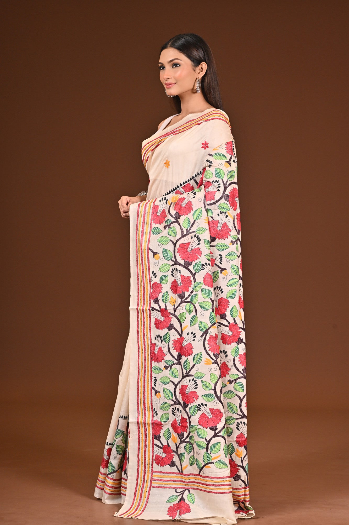 PURE  SILK KANTHA SAREE Thumbnail