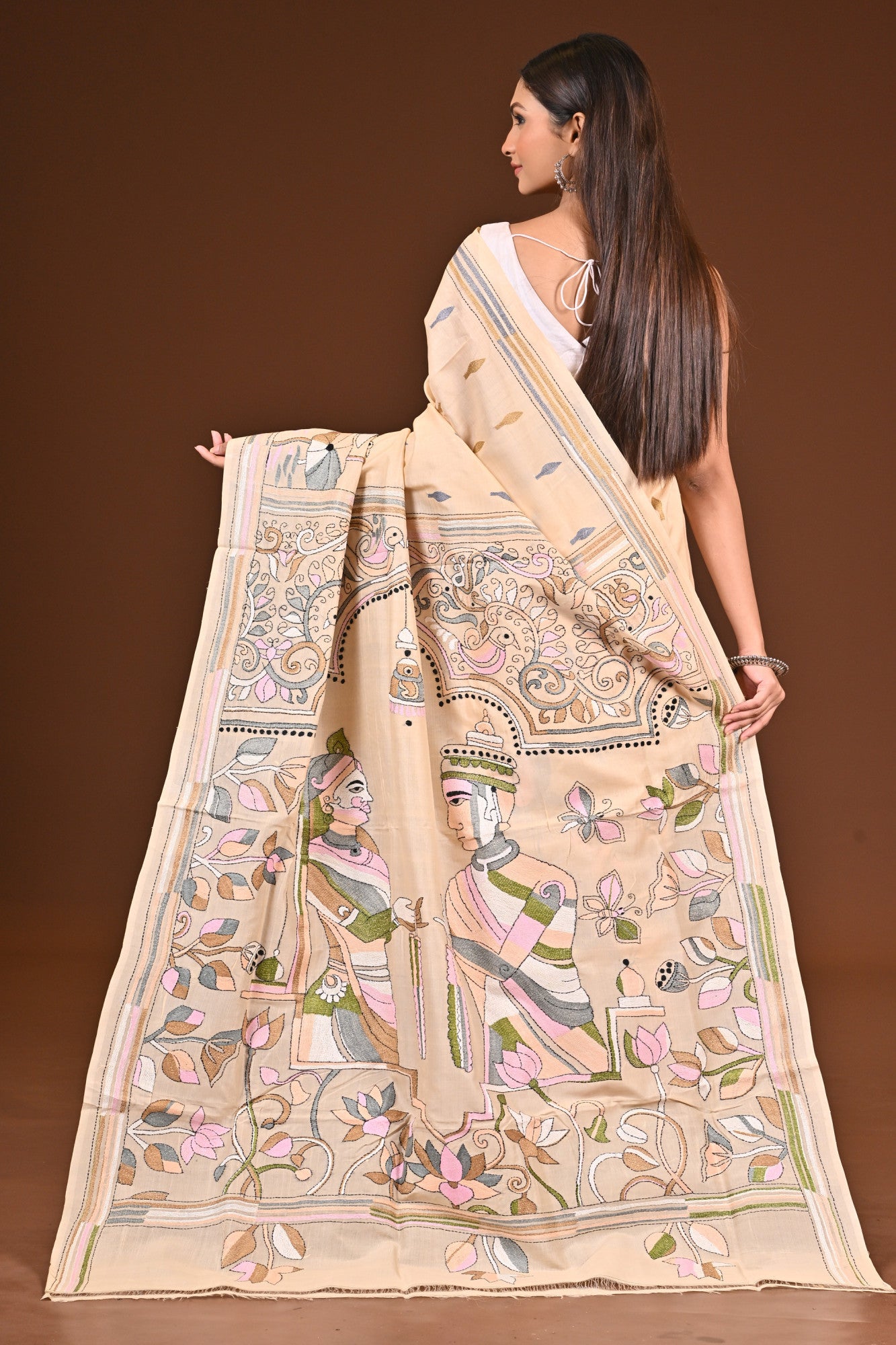 PURE  SILK KANTHA SAREE Thumbnail