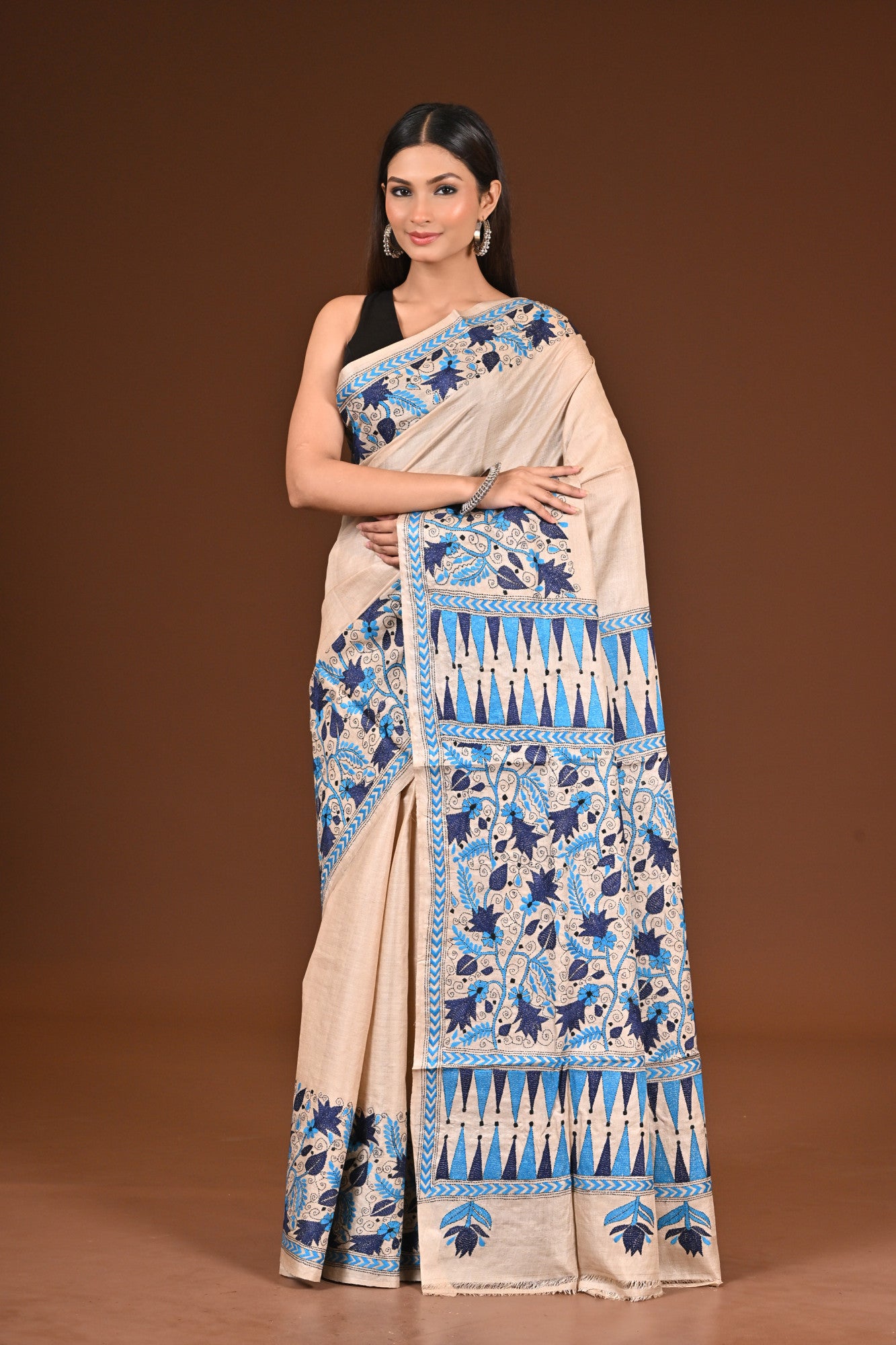 PURE  SILK KANTHA SAREE Thumbnail