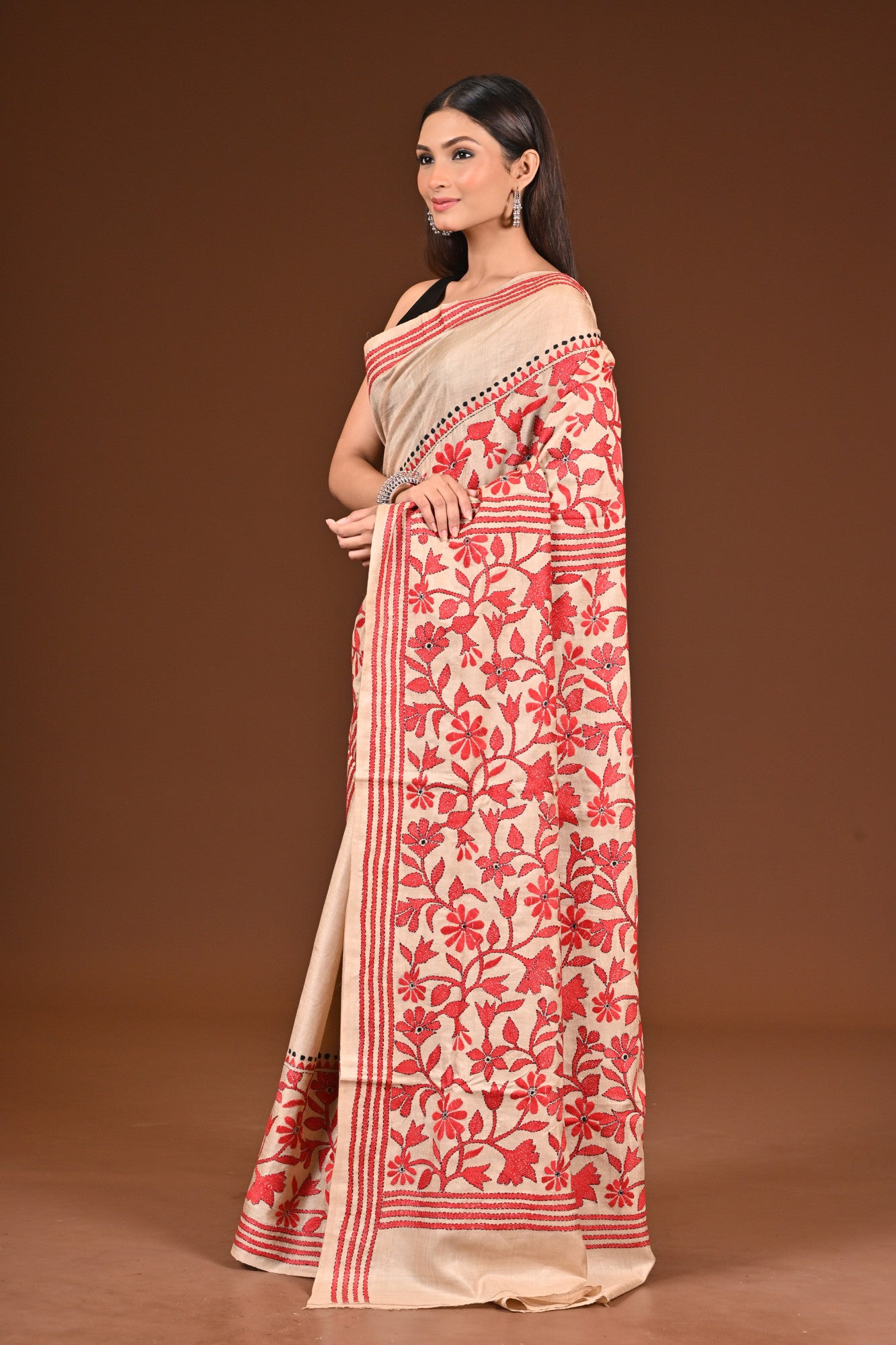 PURE  SILK KANTHA SAREE Thumbnail