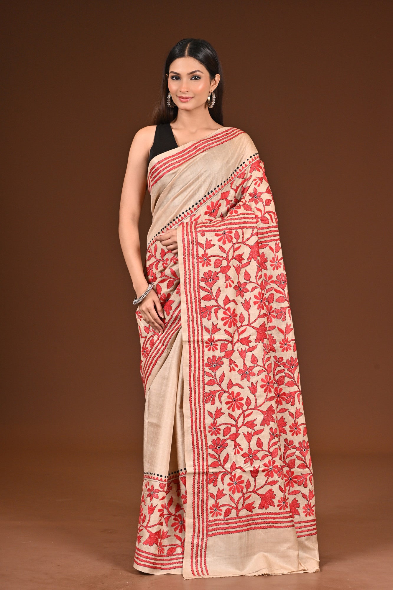 PURE  SILK KANTHA SAREE Thumbnail