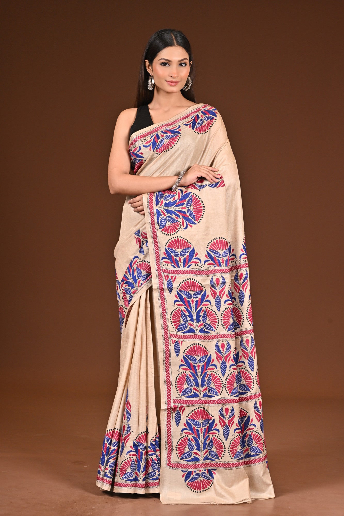 PURE  SILK KANTHA SAREE Thumbnail