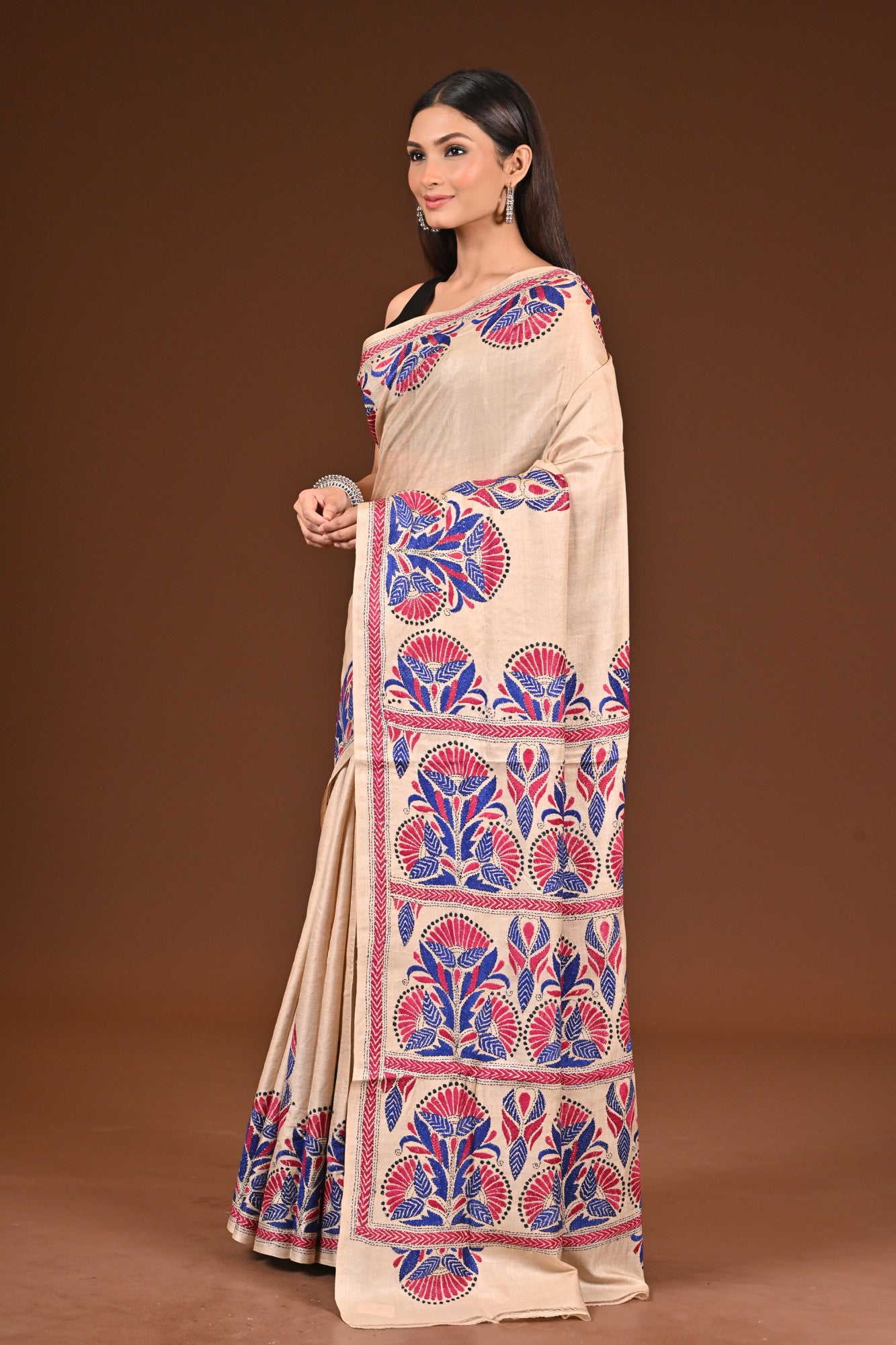 PURE  SILK KANTHA SAREE Thumbnail