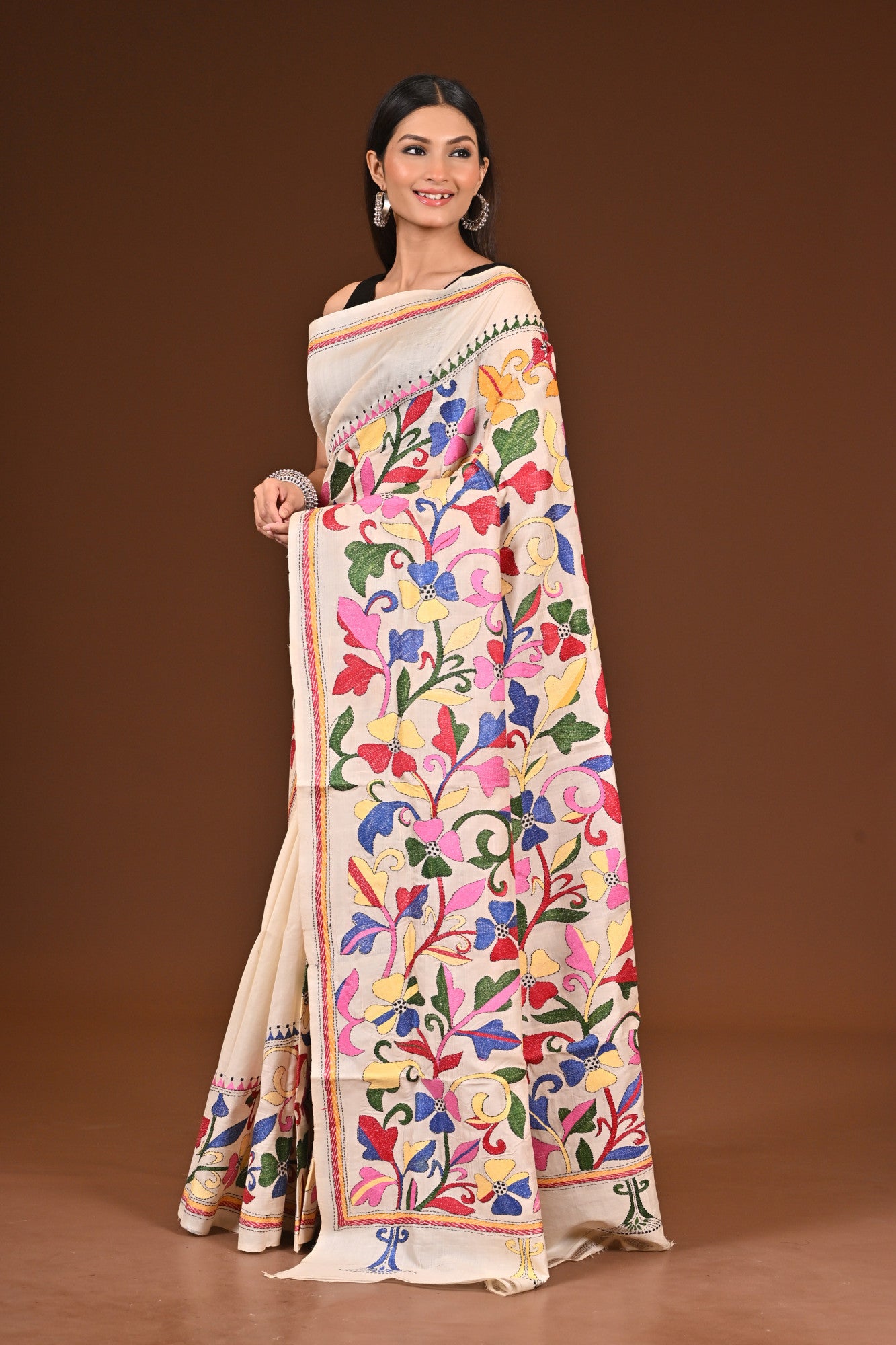 PURE  SILK KANTHA SAREE