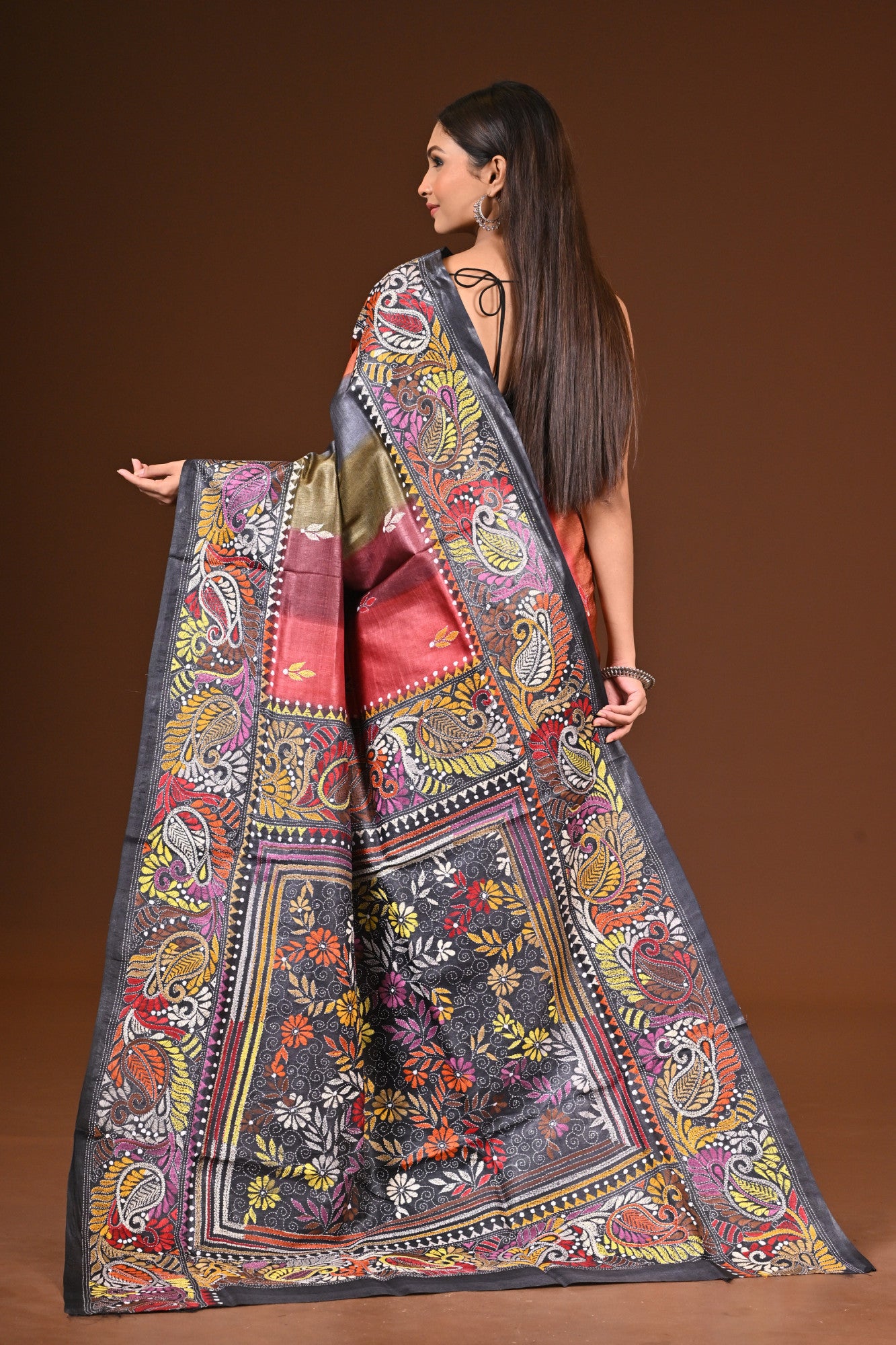 PURE  SILK KANTHA SAREE Thumbnail
