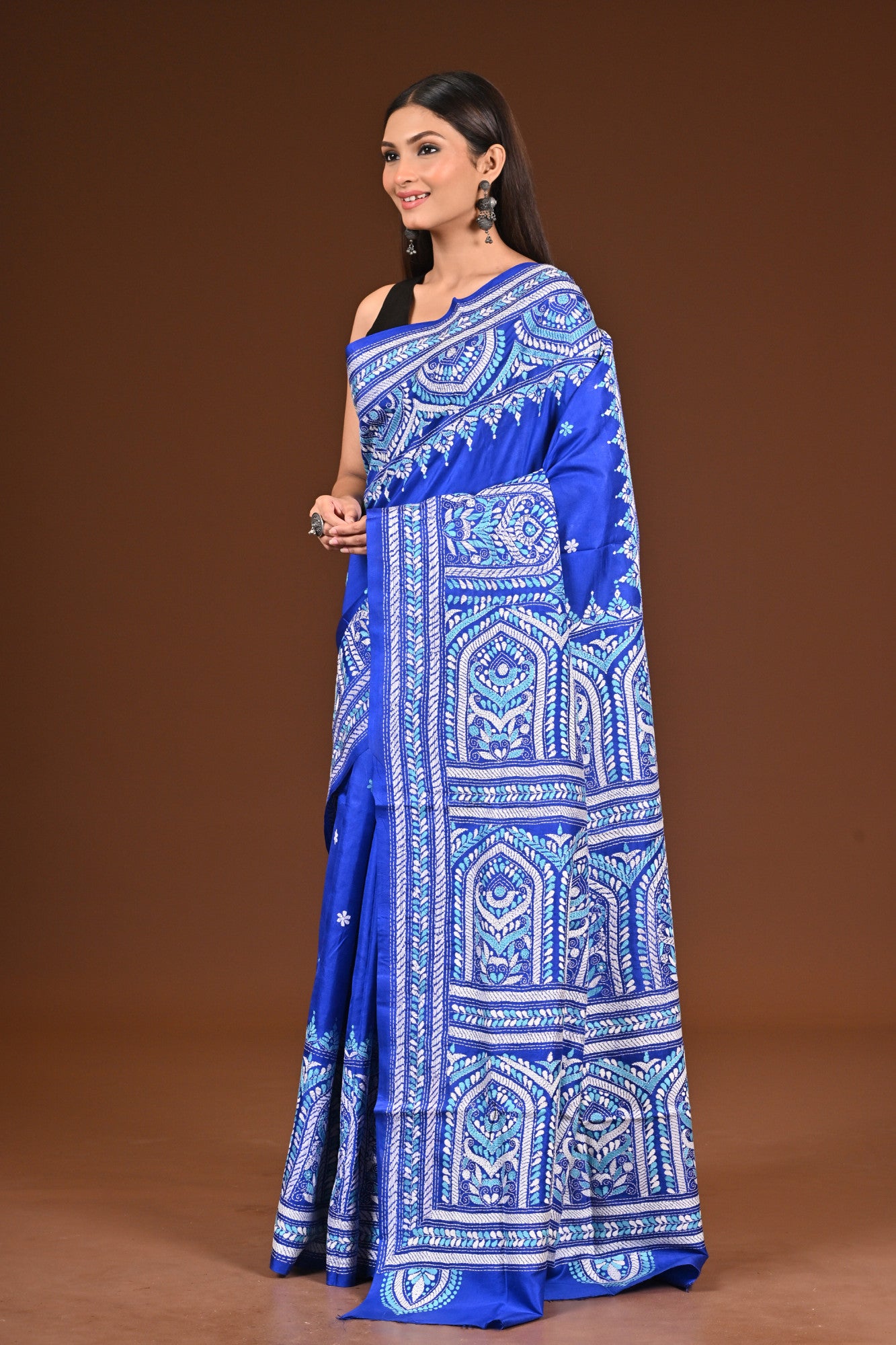 PURE  SILK KANTHA SAREE Thumbnail