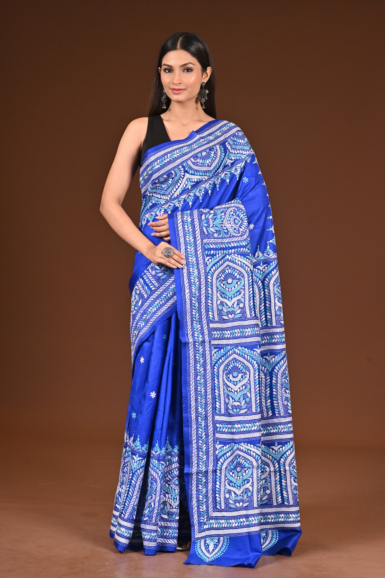 PURE  SILK KANTHA SAREE Thumbnail