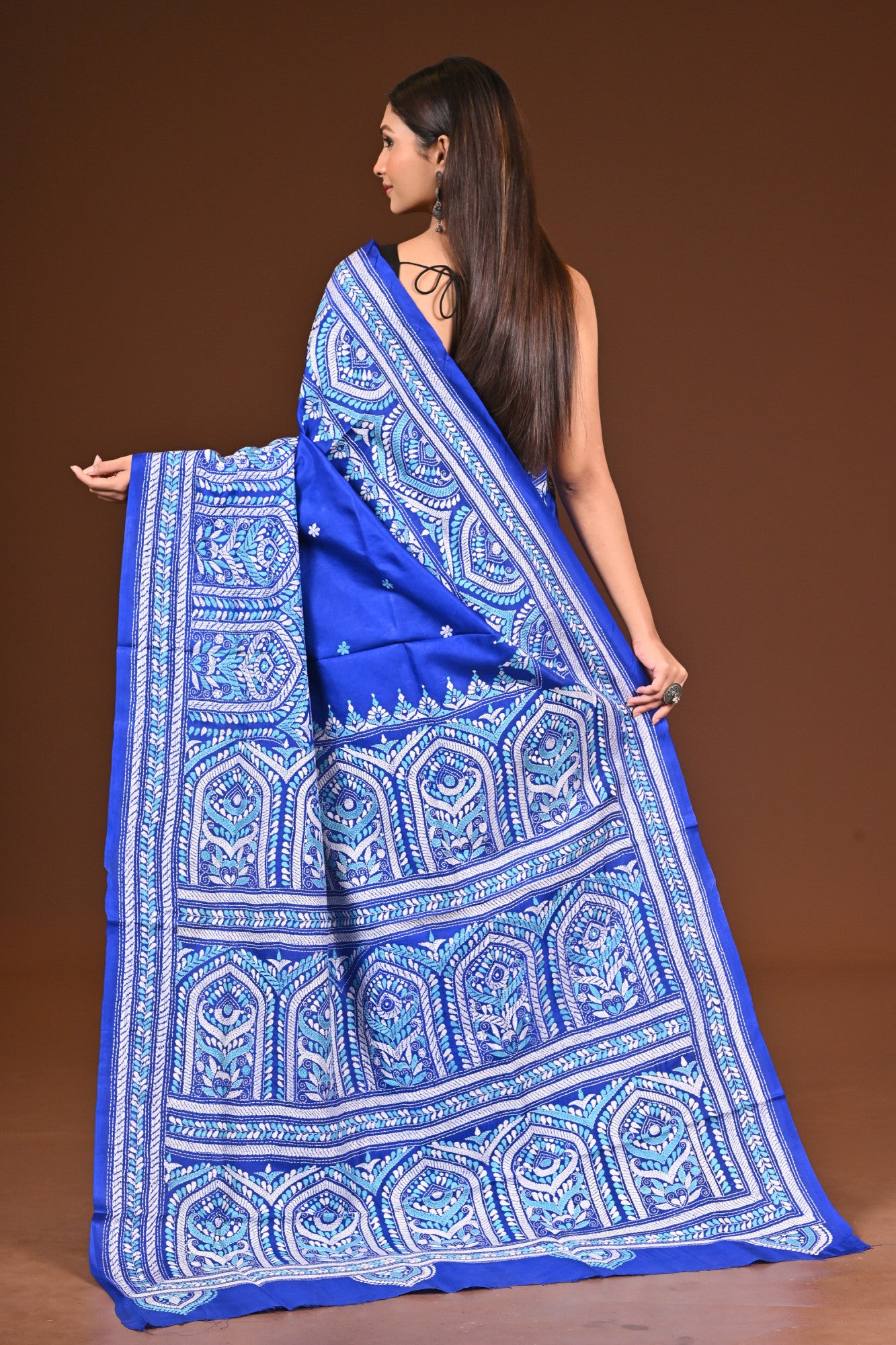 PURE  SILK KANTHA SAREE Thumbnail