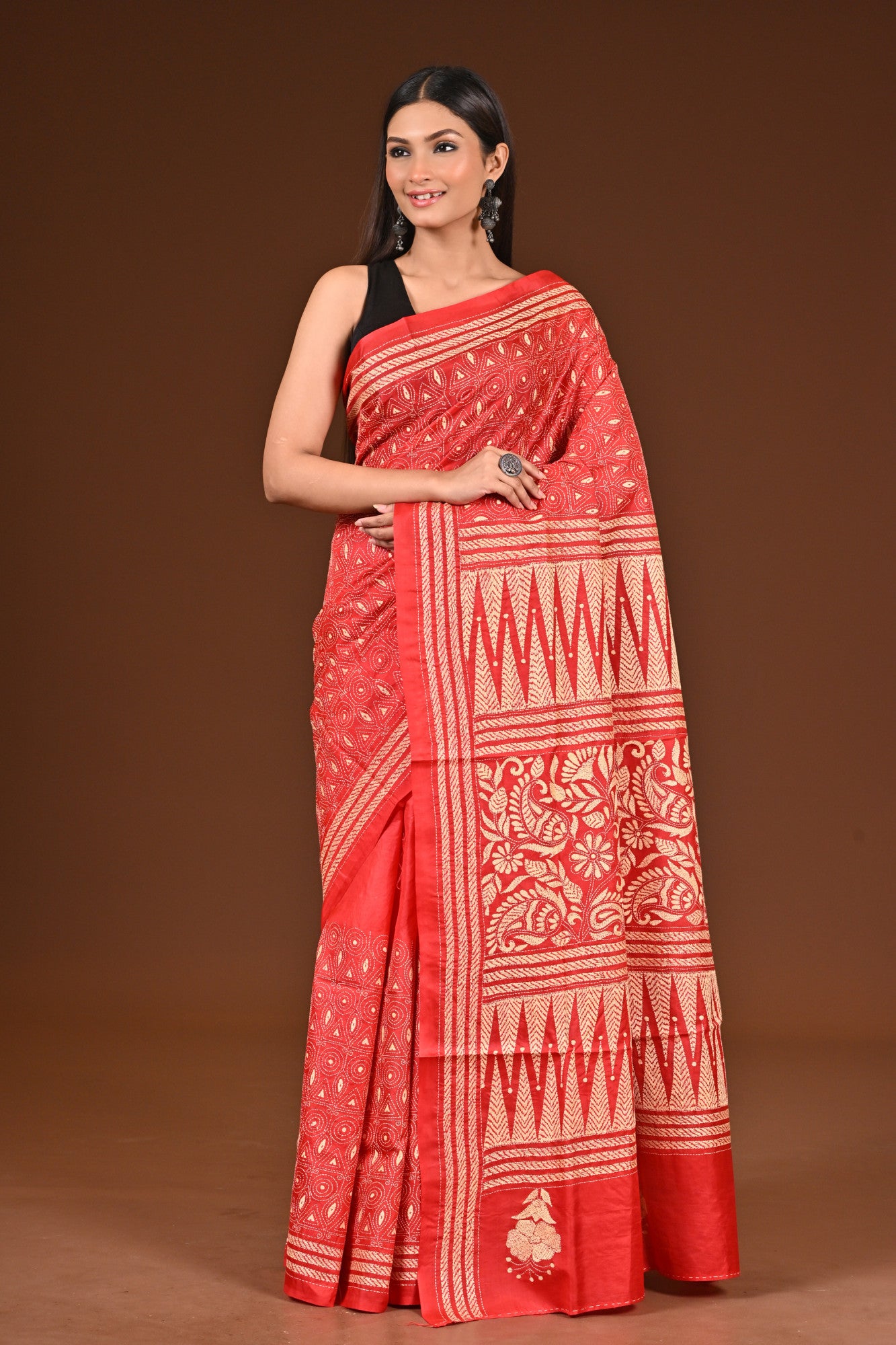 PURE  SILK KANTHA SAREE Thumbnail