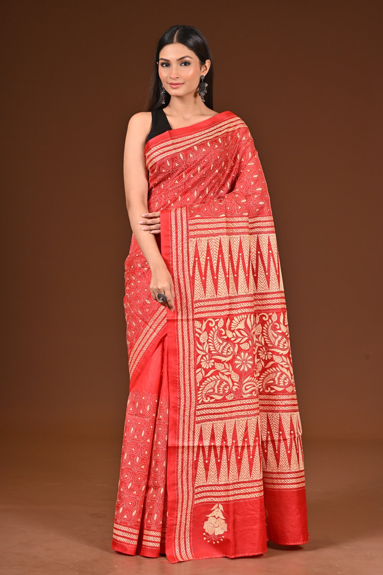 PURE  SILK KANTHA SAREE Thumbnail