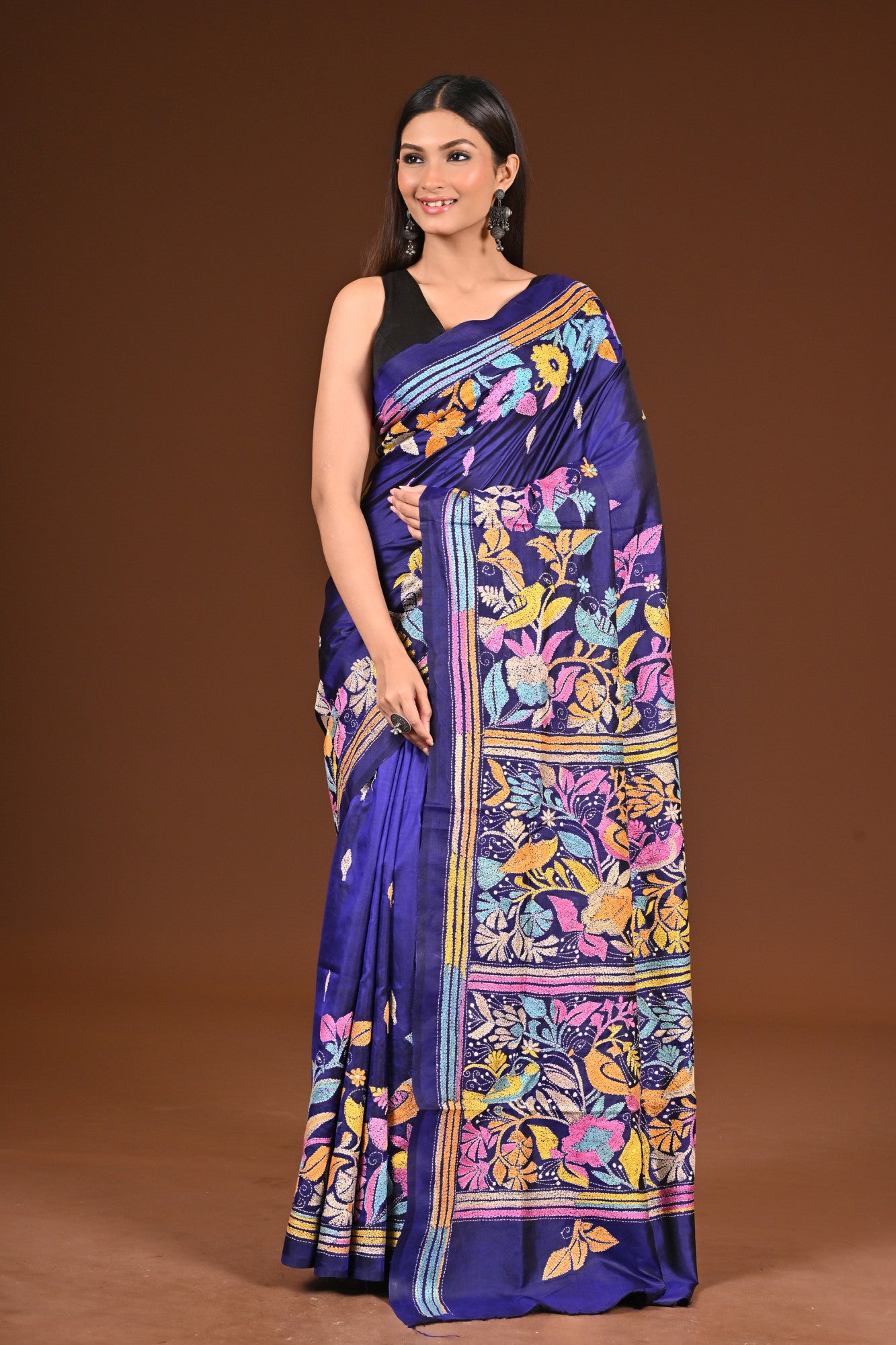 PURE  SILK KANTHA SAREE Thumbnail